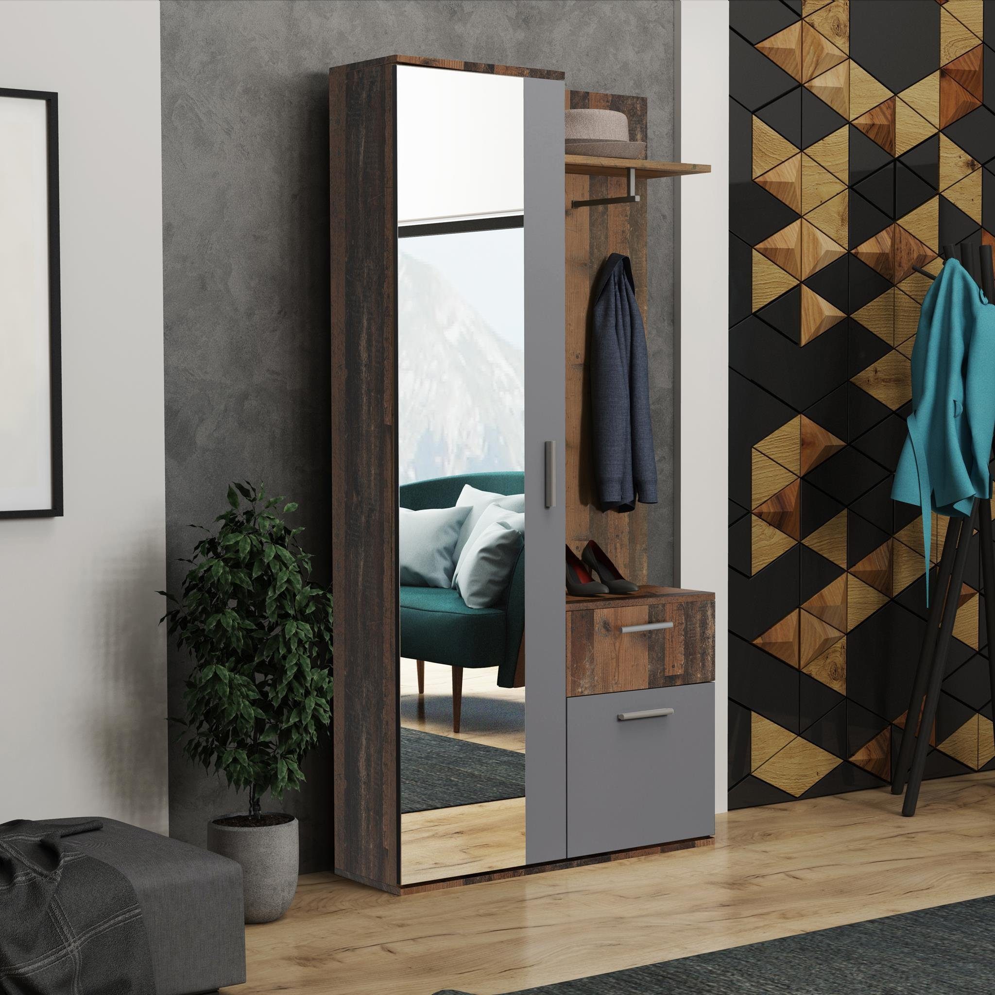 Beautysofa Kompaktgarderobe Justin (Schuhschrank, Kleiderhaken, Garderoben- günstig online kaufen