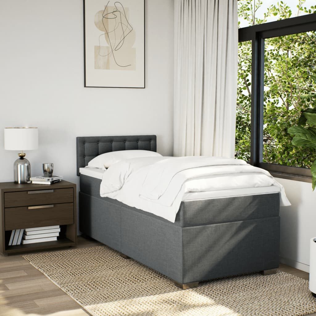 vidaXL Bett Boxspringbett mit Matratze Dunkelgrau günstig online kaufen