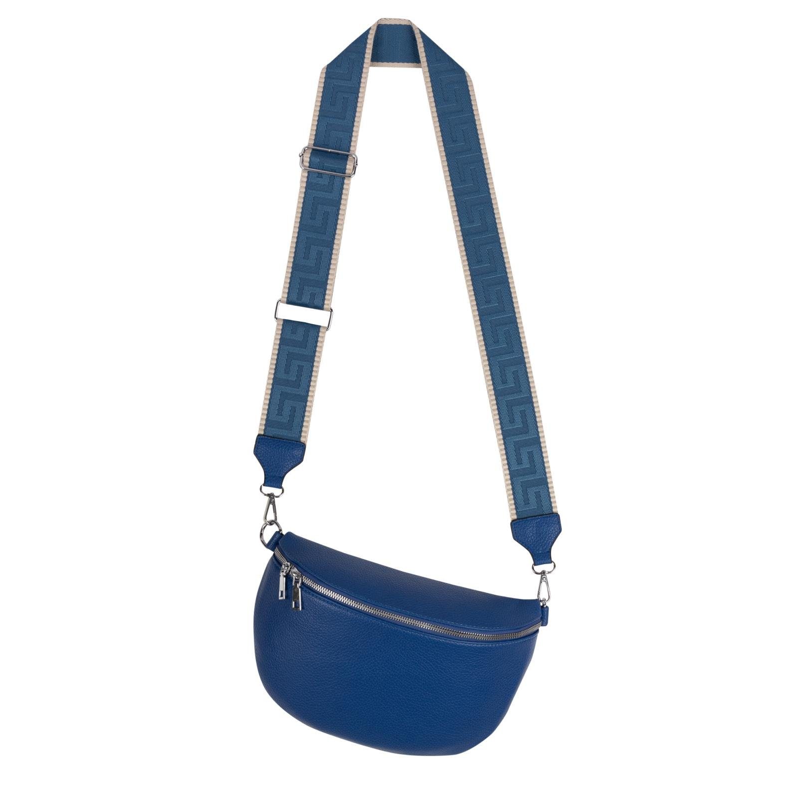 EAAKIE Gürteltasche Bauchtasche XL Umhängetasche Crossbody-Bag Hüfttasche Kunstleder Italy, als Schultertasche, CrossOver, Umhängetasche tragbar BLUE