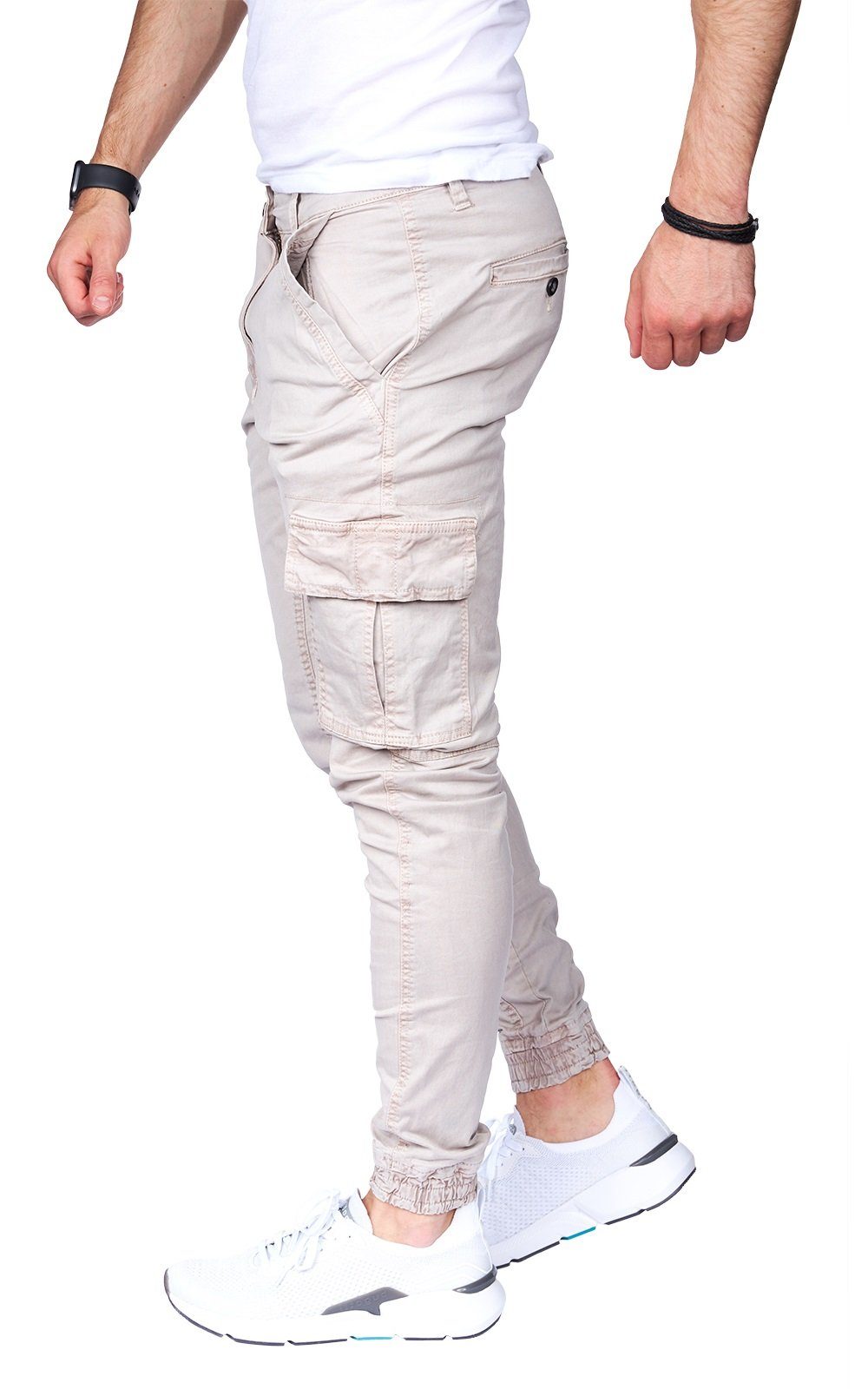 Styleko Cargohose 8008 Styleko Cargohose Cargohose männer Chino Hose Herren Beige-Guertel Cargohose