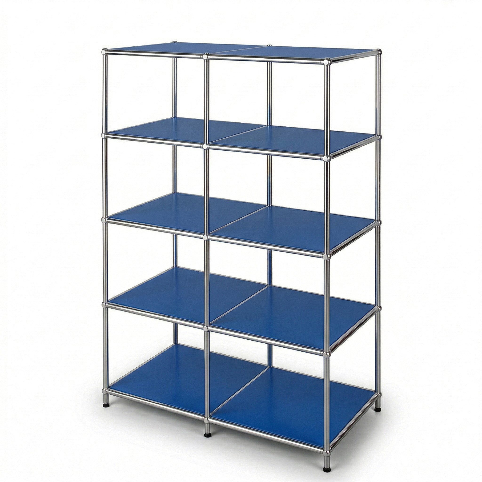 Floordirekt Bücherregal Standregal Concept Epure MK-015 Raumteiler, verchromtes Metallgestell, höhenverstellbare Kunststofffüße, 5 Ablagen, B78×T40×H118 cm