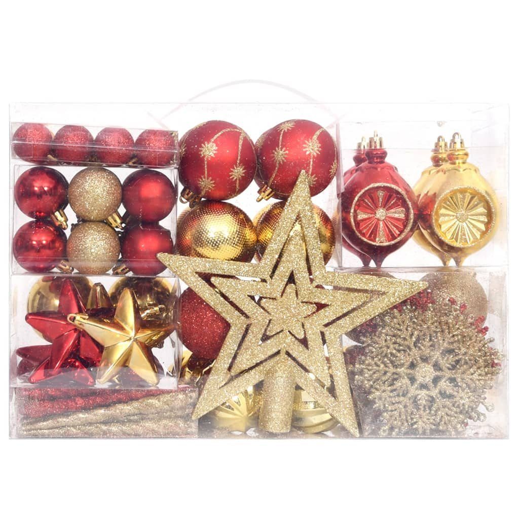 Gold rot vidaXL 108-tlg Christbaumschmuck Weihnachtsbaumkugeln Weihnachtskugel-Set Christbaumkugeln