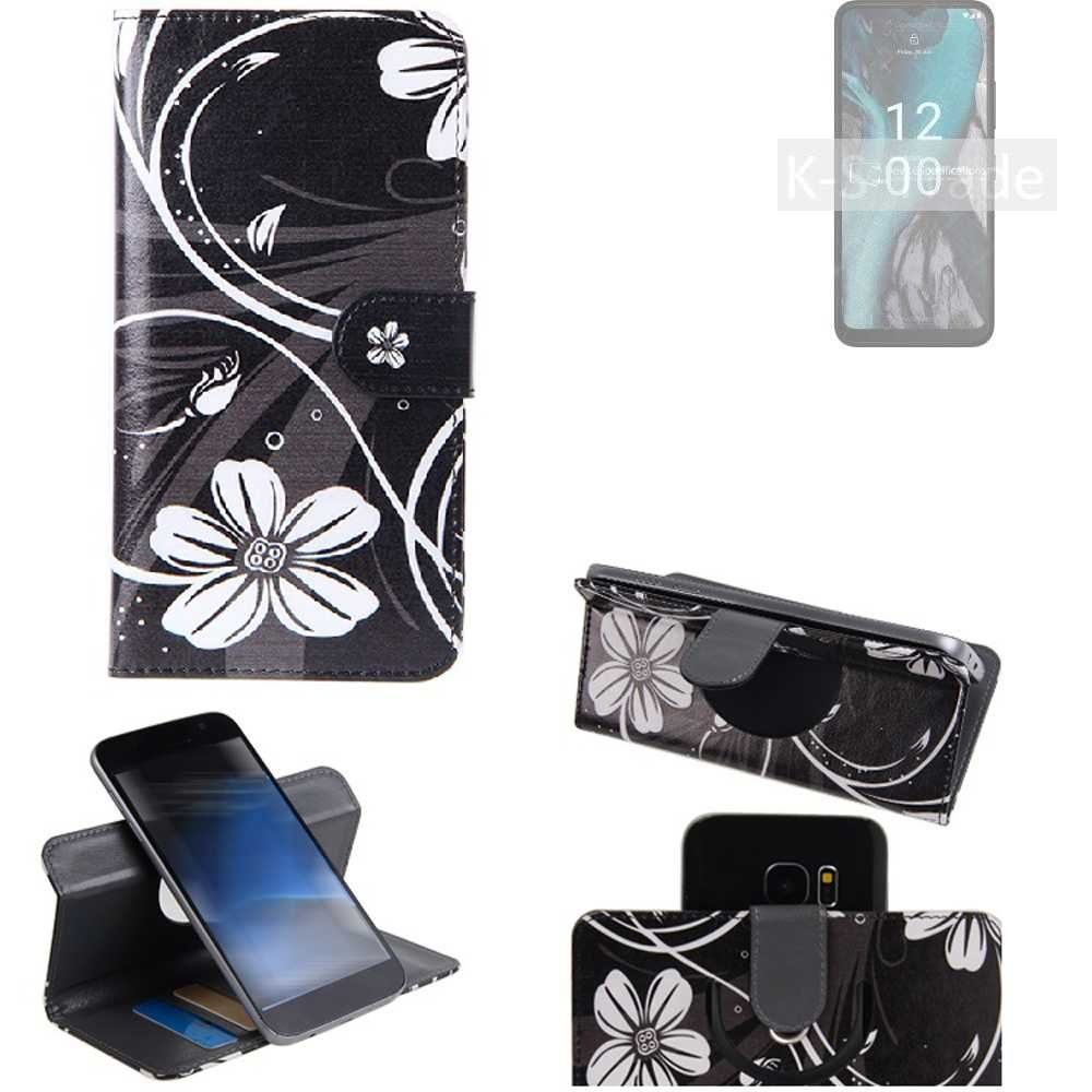 K-S-Trade Handyhülle für Nokia C22, Schutzhülle Handyhülle Hülle 360° Wallet Case “Flowers“