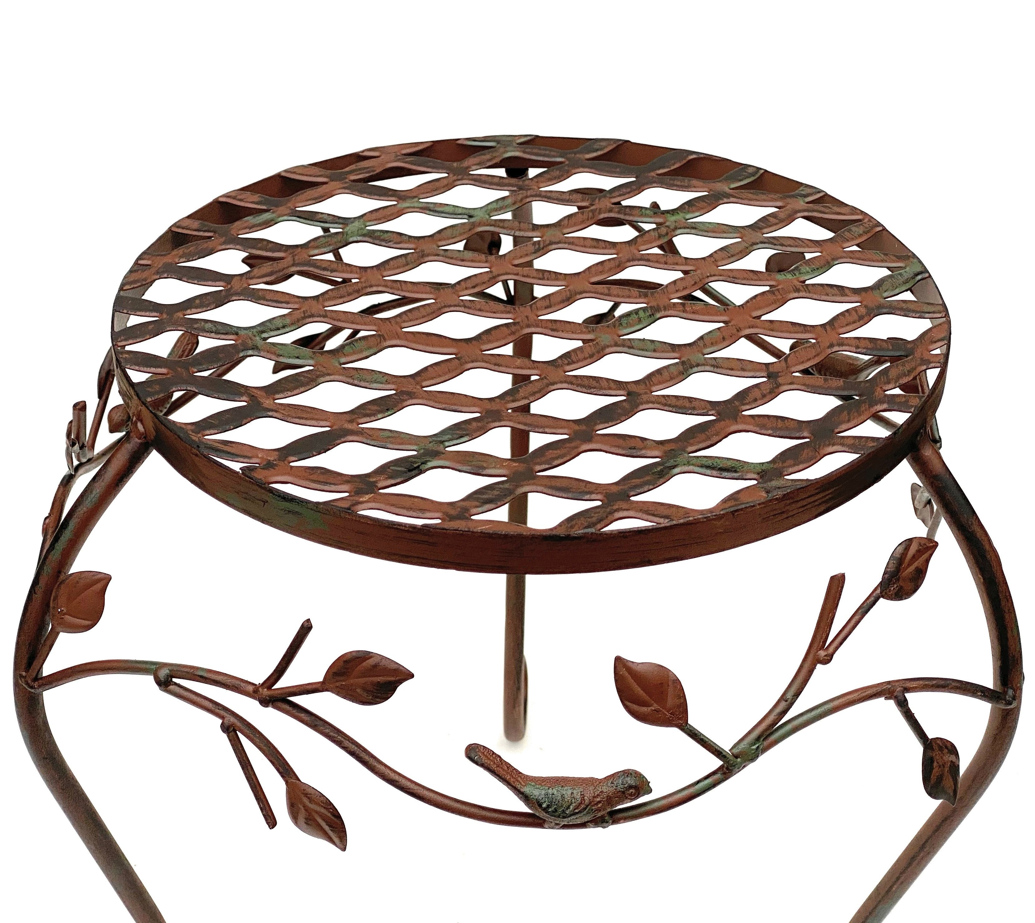 DanDiBo Blumenhocker Metall Braun 25 - 35 cm Blumenständer Blumensäule Antik