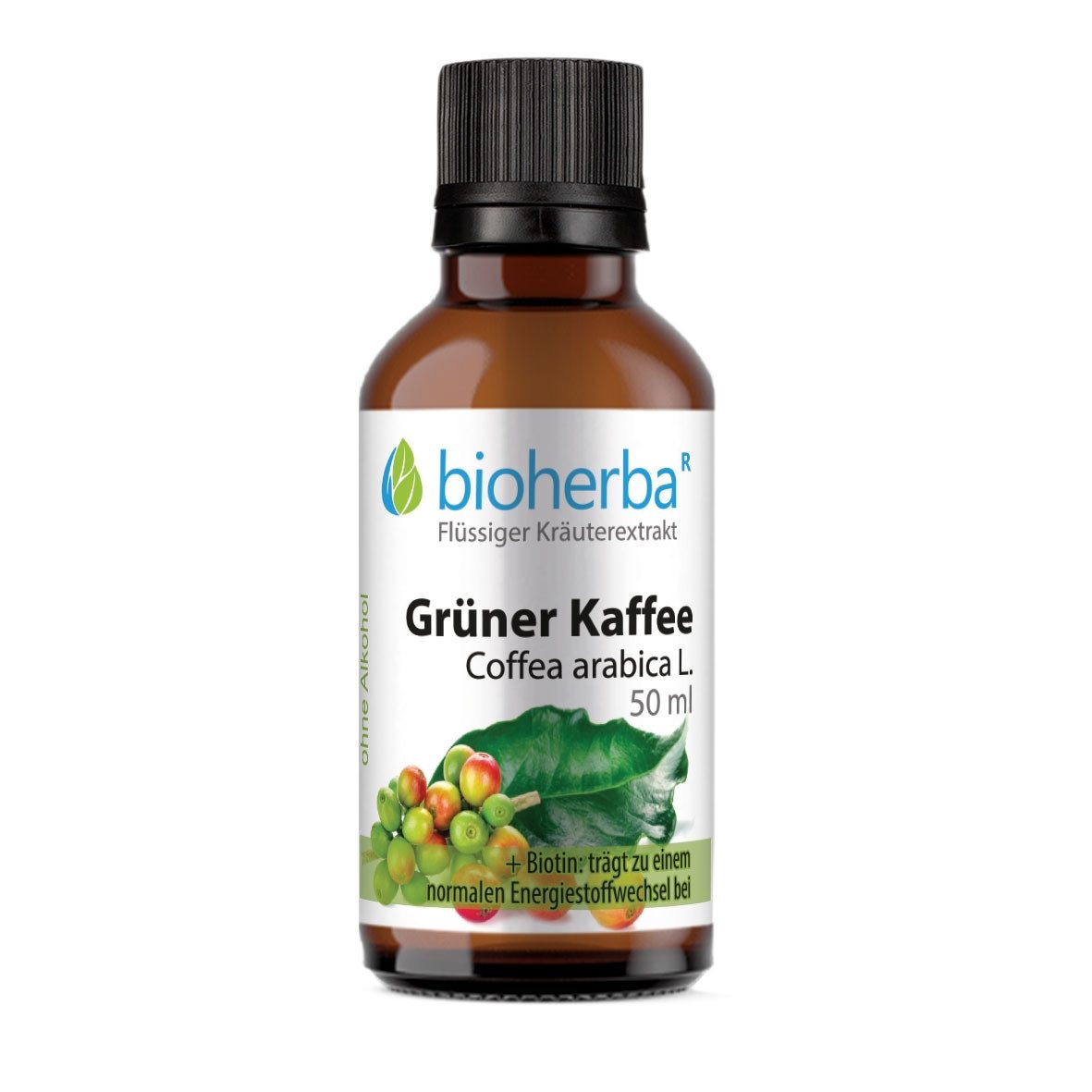 BIOHERBA R Grüner Kaffee Coffea arabica L. Tropfen Tinktur 50 ml Nahrungsergänzungsmittel