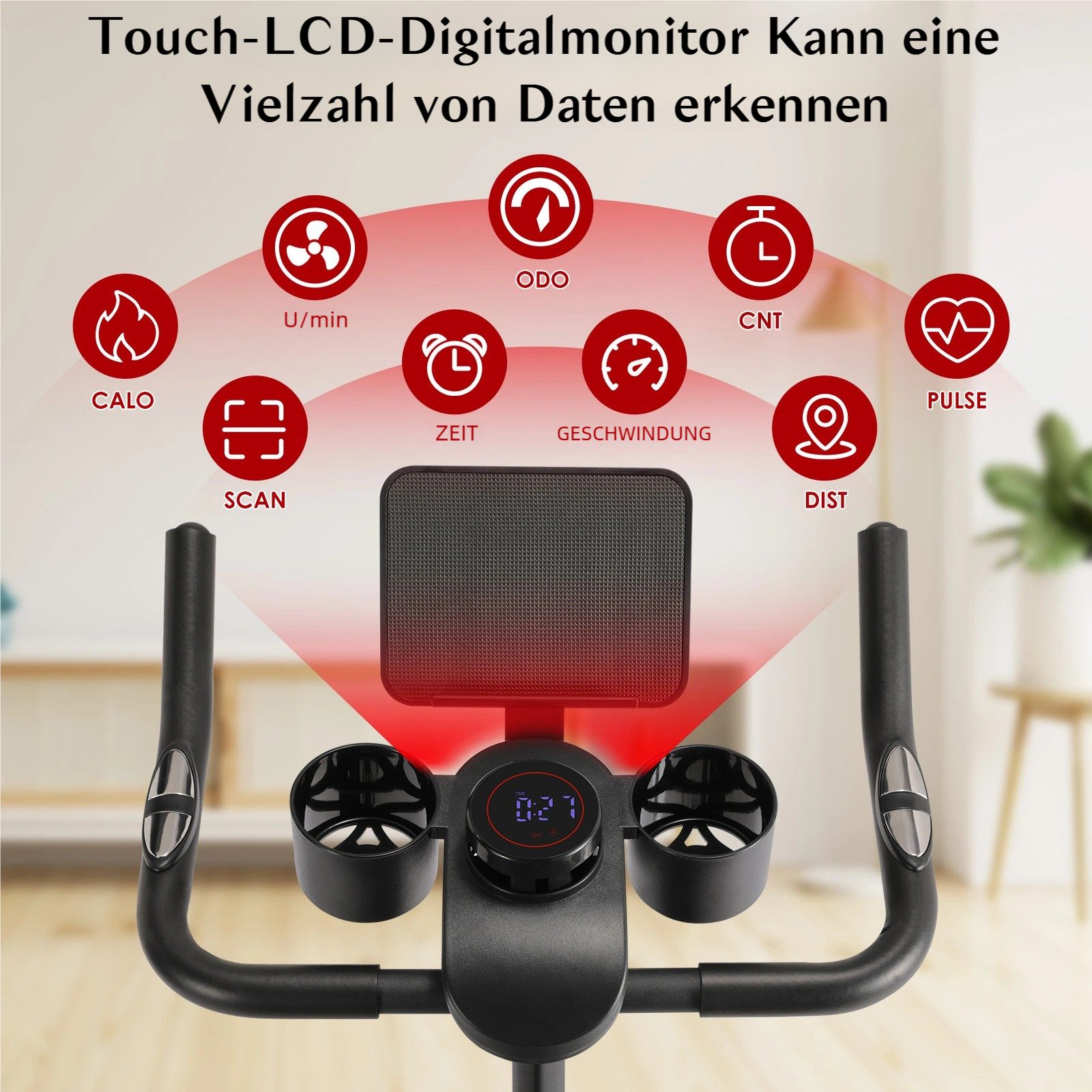 TLGREEN Heimtrainer Fahrrad Magnetwiderstand,Leises Hometrainer Fahrrad mit Pulsmessung, (LCD-Monitor, Verstellbarer Lenker und Sattel), Spinning-Bike, Indoor Fitnessbike für Zuhause, Bis 120kg