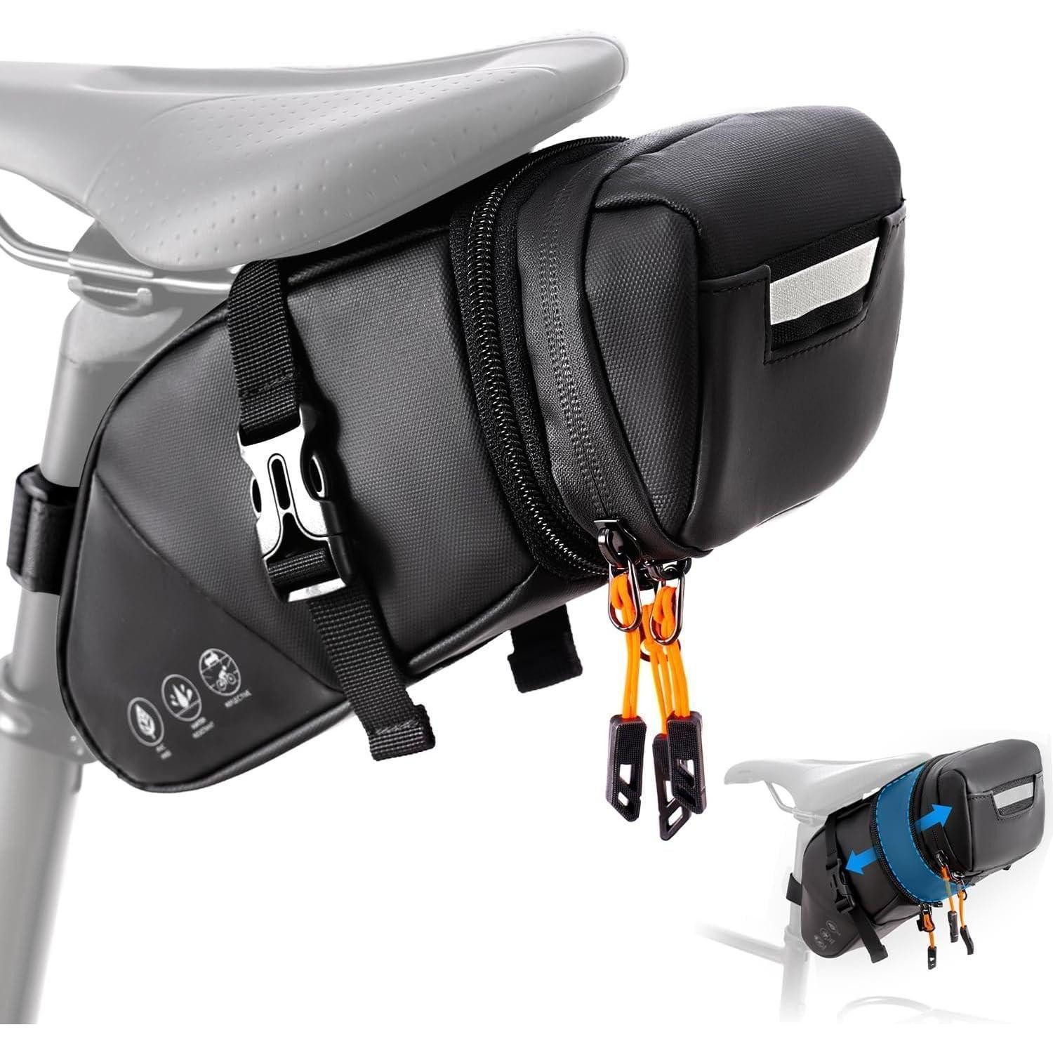 LuxusKollektion Fahrradtasche Fahrrad Satteltasche wasserdicht erweiterbar reflektierend 2L