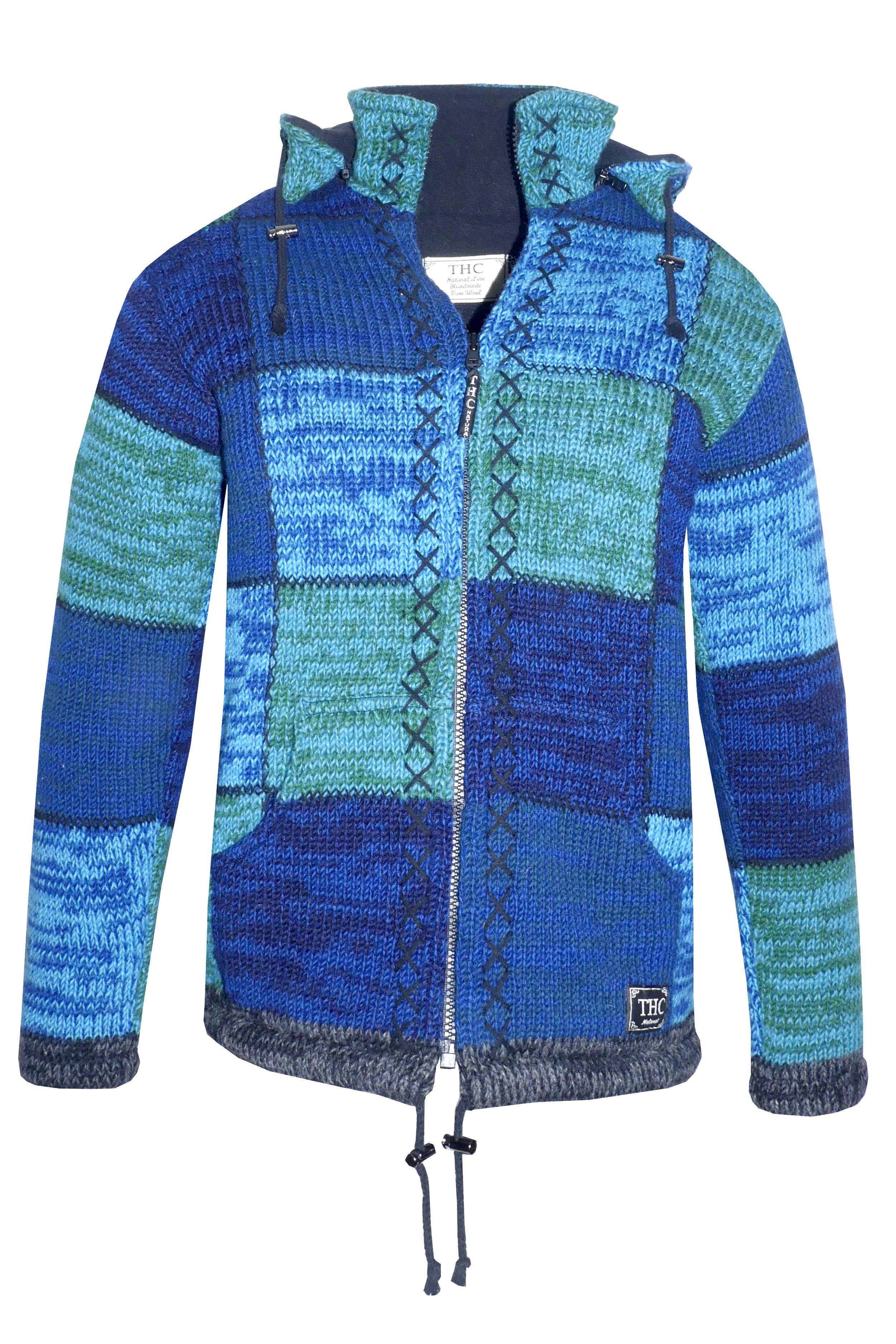THC Natural Line Strickjacke Schafwollstrickjacke blaue günstig online kaufen