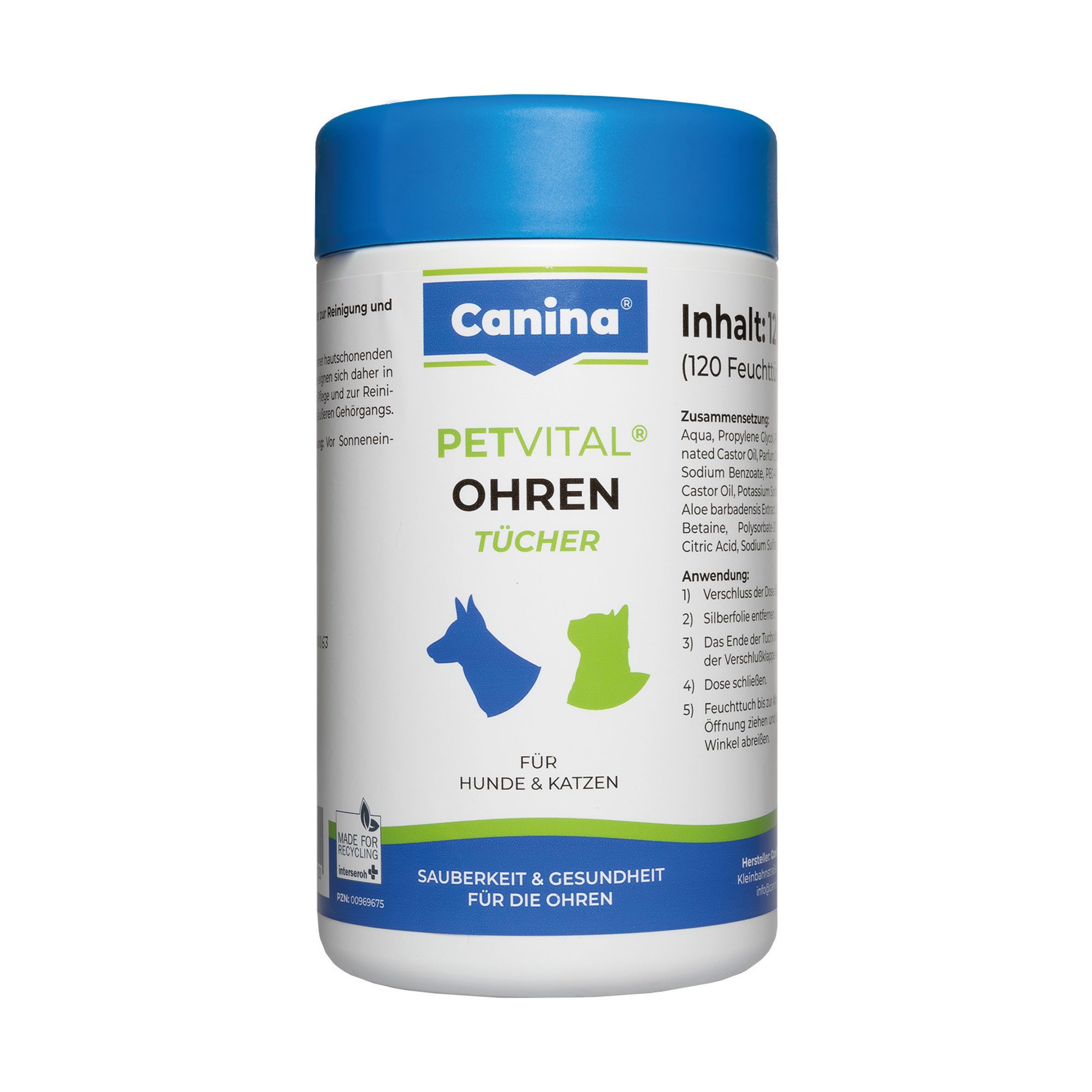 Ohrenreiniger Petvital Ohrenpflege - Feuchtücher für Hundeohren