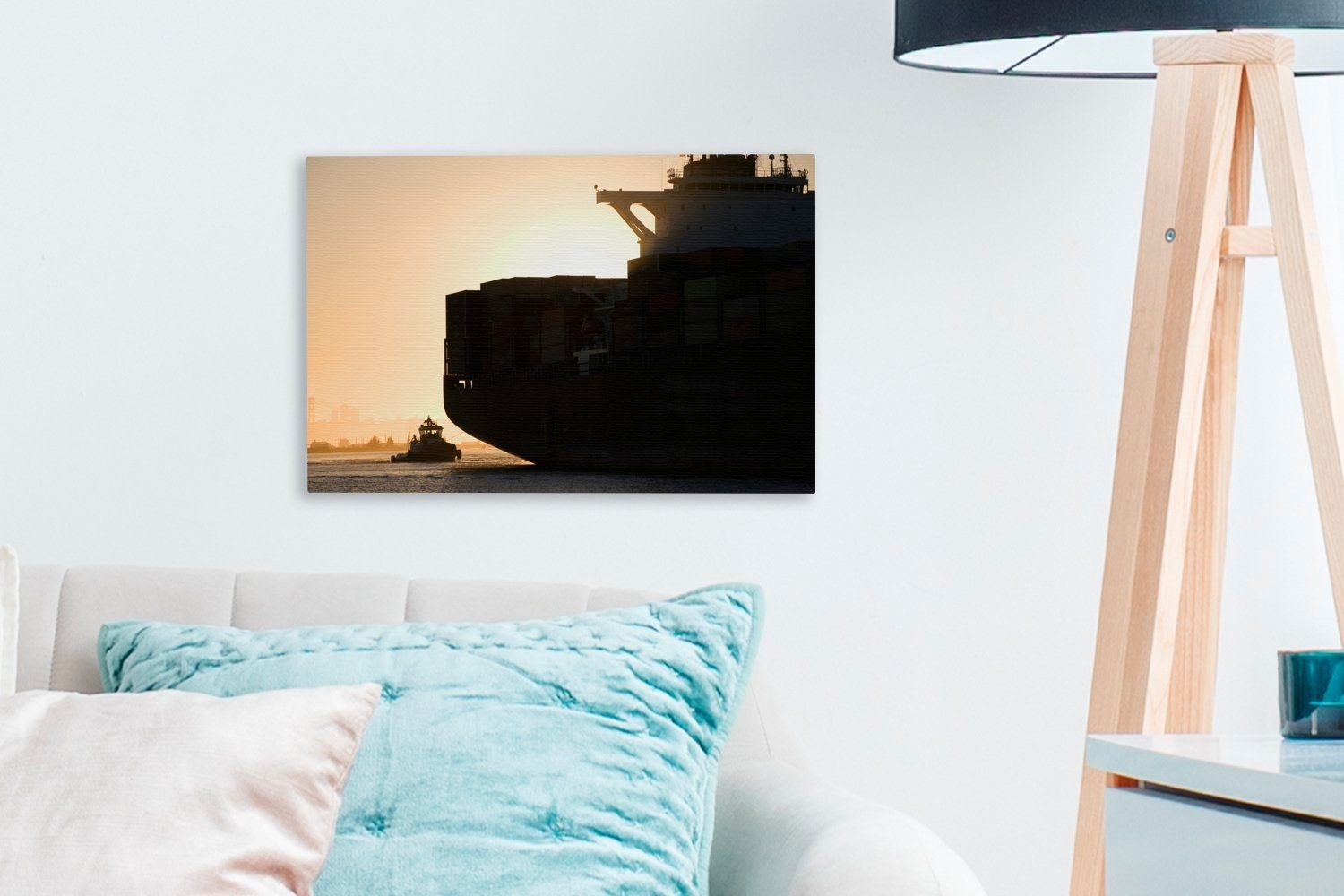 Leinwandbilder, 30x20 (1 Aufhängefertig, ein St), und Wandbild Schlepper cm Containerschiff, Leinwandbild OneMillionCanvasses® Wanddeko,