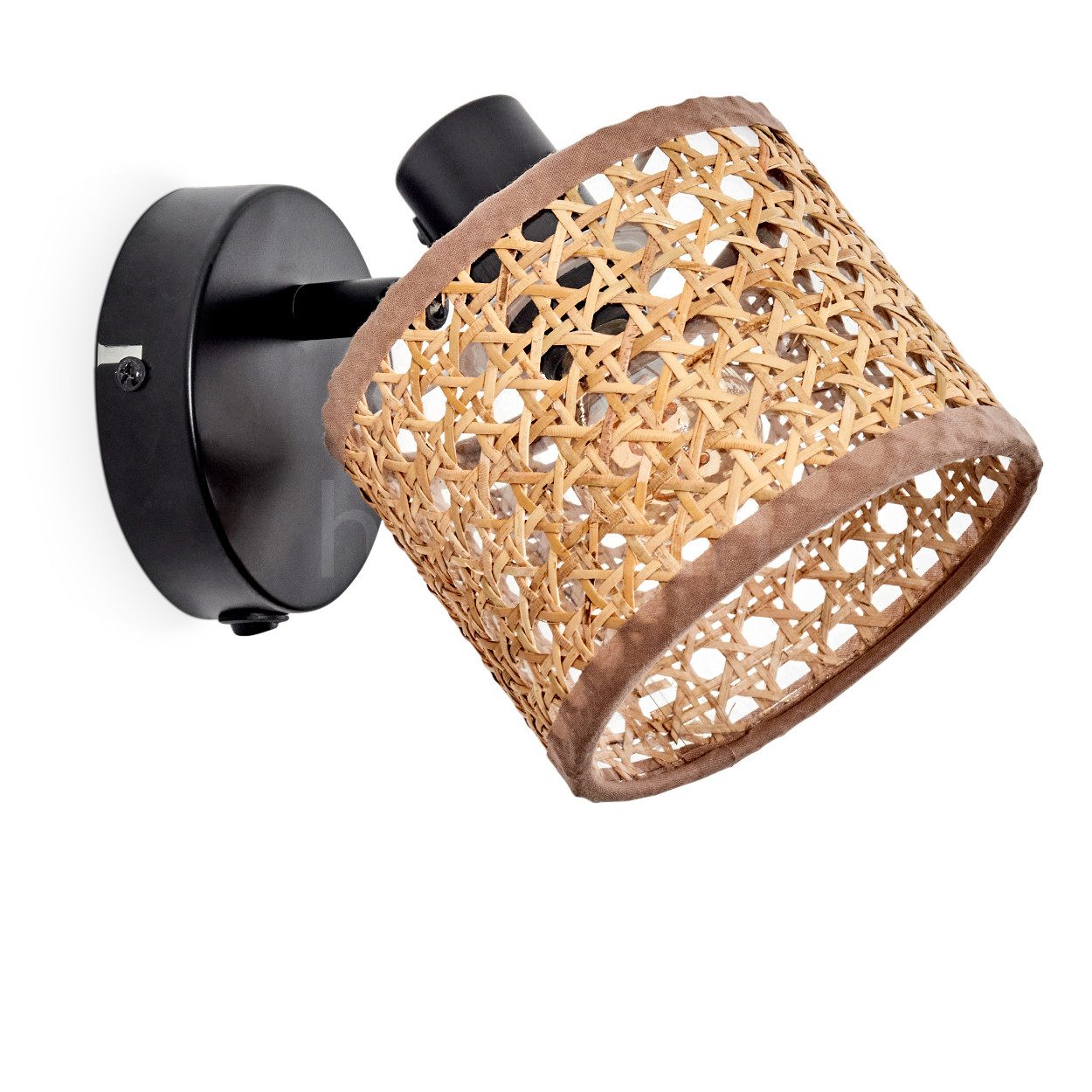 hofstein Wandleuchte verstellbare Wandlampe aus Metall/Rattan in Schwarz/Na günstig online kaufen