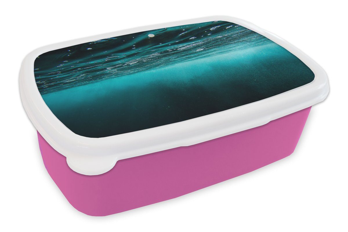 MuchoWow Lunchbox Meer - Unterwasser - Blau, Kunststoff, (2-tlg), Brotbox für Erwachsene, Brotdose Kinder, Snackbox, Mädchen, Kunststoff rosa