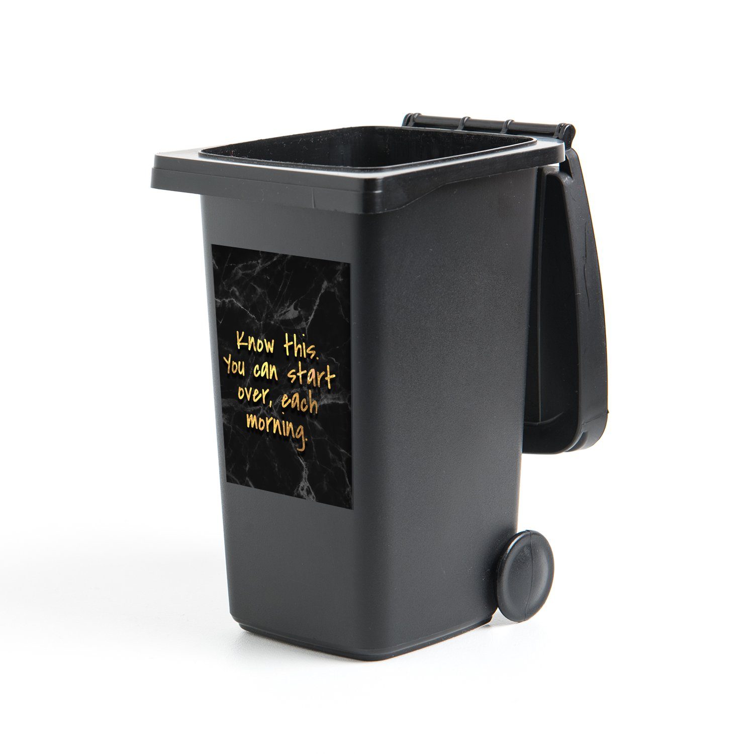Mülleimer-aufkleber, Sticker, Container, MuchoWow Marmor St), - Abfalbehälter Mülltonne, - - Motivation Zitate (1 Wandsticker Gold