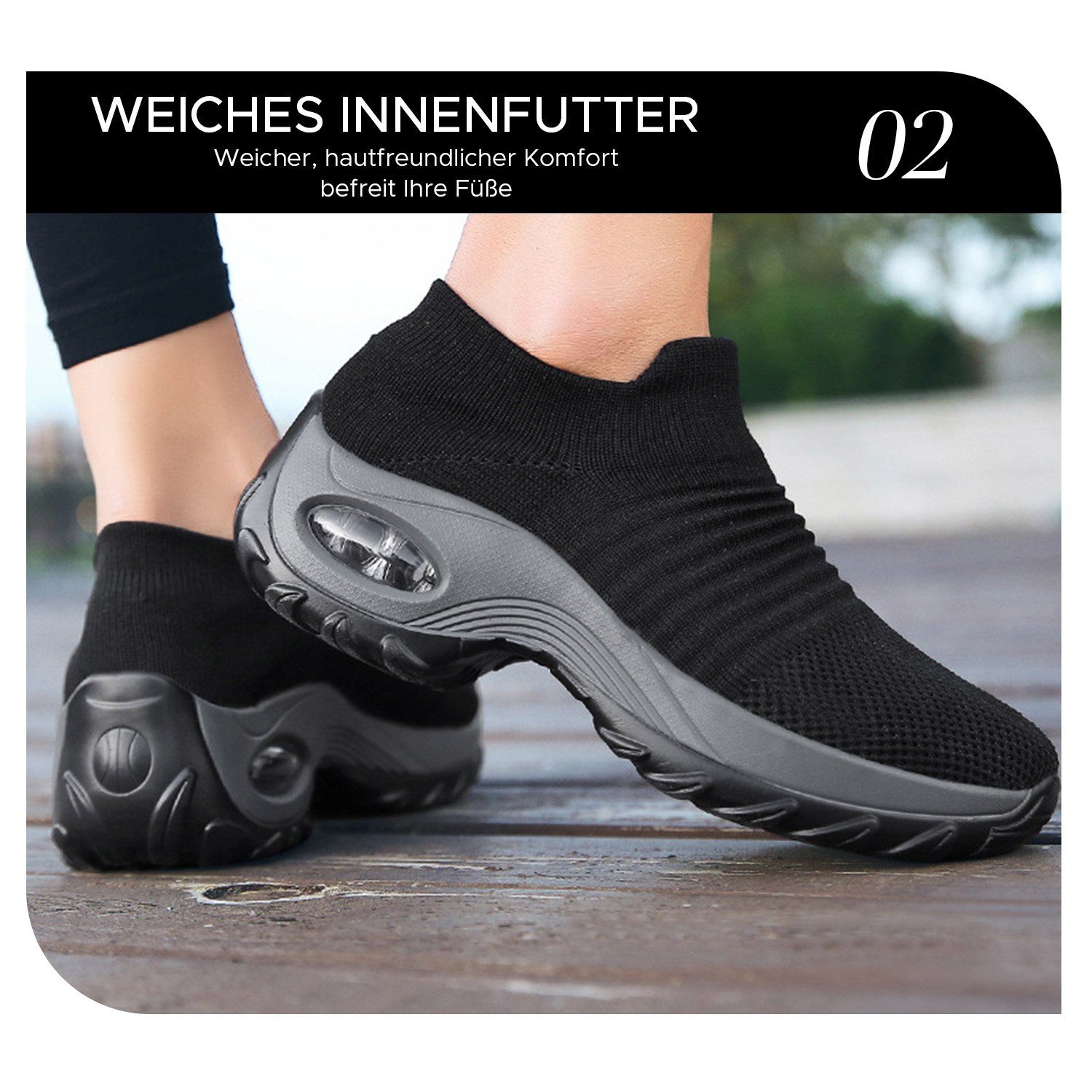 Daisred Damen Slip On Walkingschuhe Laufschuhe Sneaker Leichte BlauWeiß