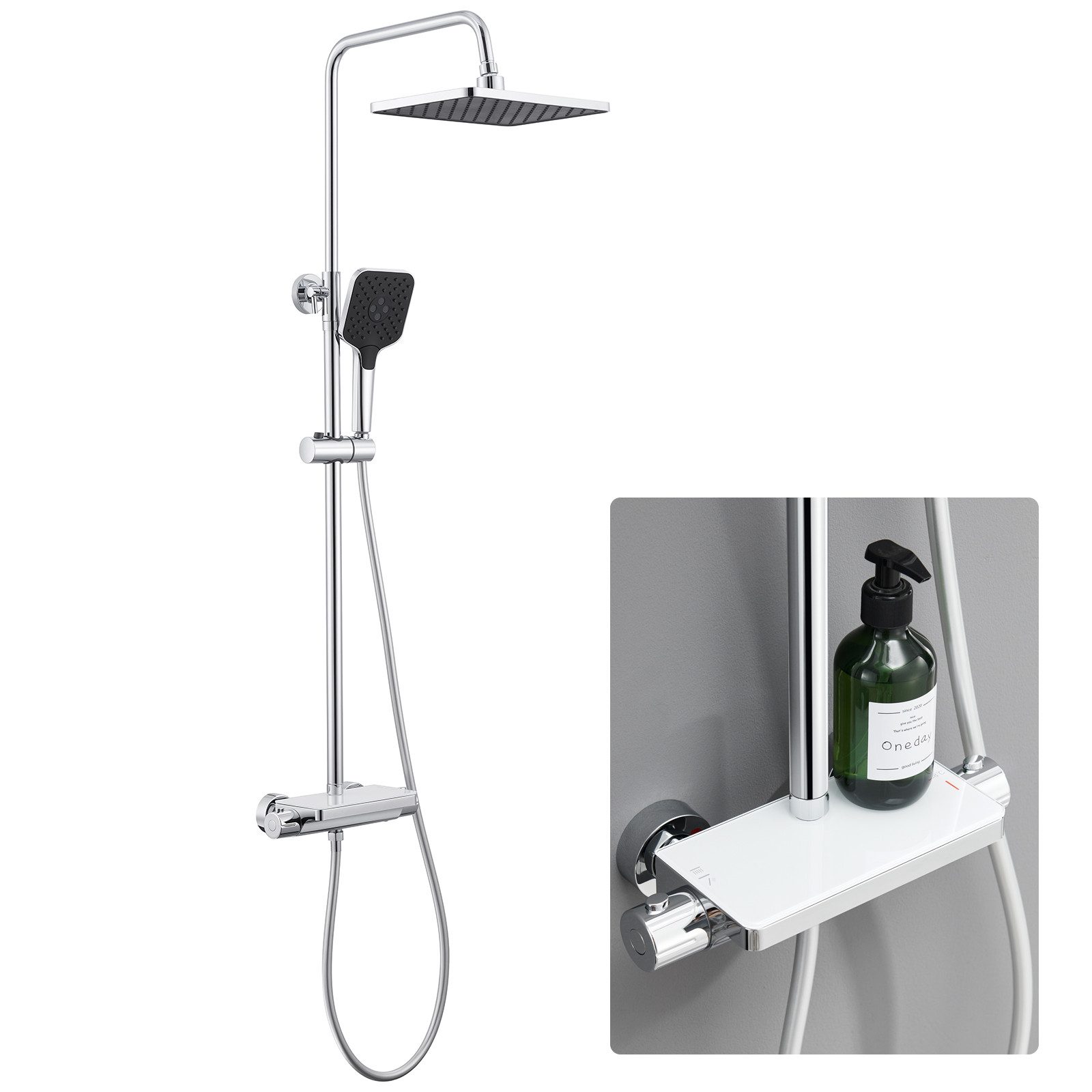 Duschsystem Thermostat-Dusche 38℃, Edelstahl-Duschzubehör-Set