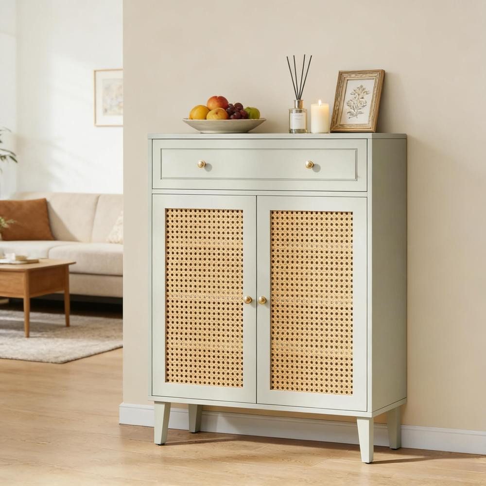 BBWL Schuhschrank mit Türen und Schublade, aus MDF in Mintgrün Schuhschrank, Moderner Eingangsschuhschrank für Flur
