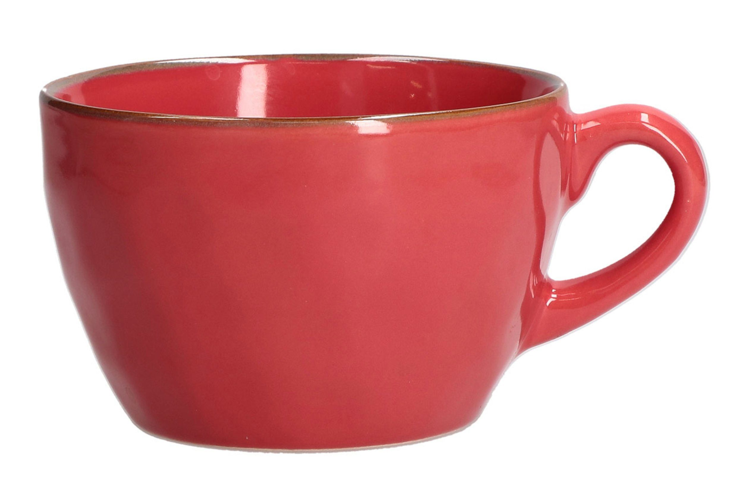 Rose & Tulpani Tasse Frühstückstasse große Tasse 420 ml Concerto Corallo Rot, Steingut, Mikrowellengeeignet