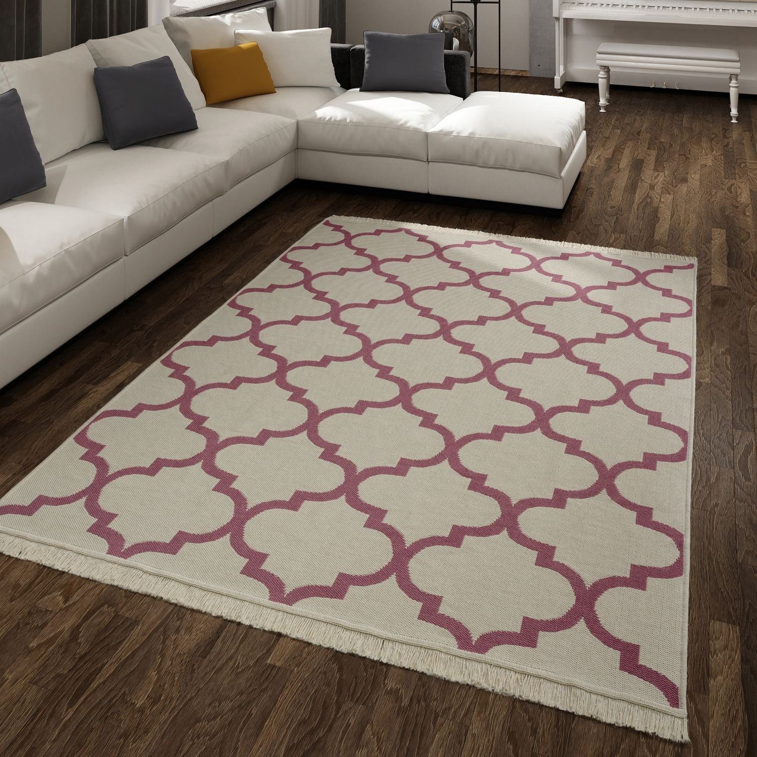 Teppich Wohnzimmer Teppich Esszimmer Flur Waschbar Skandinavisch, TT Home, eckig, Höhe: 4 mm Pink 2