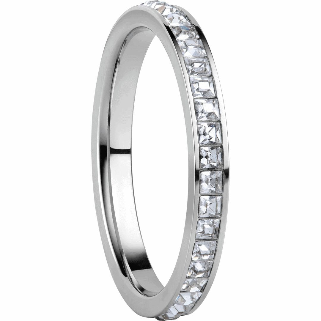 Bering Fingerring Arctic Symphony Innenring Schmal Edelstahl mit  Kristallglas 571-17-X1