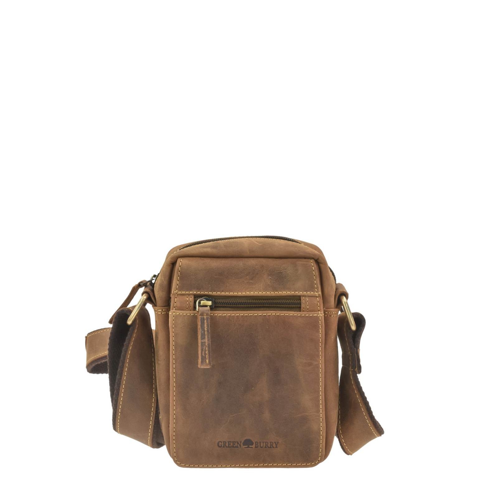 Greenburry Umhängetasche "Vintage" Leder, used Look, Schultertasche, Herrentasche, Leder, 15x19cm