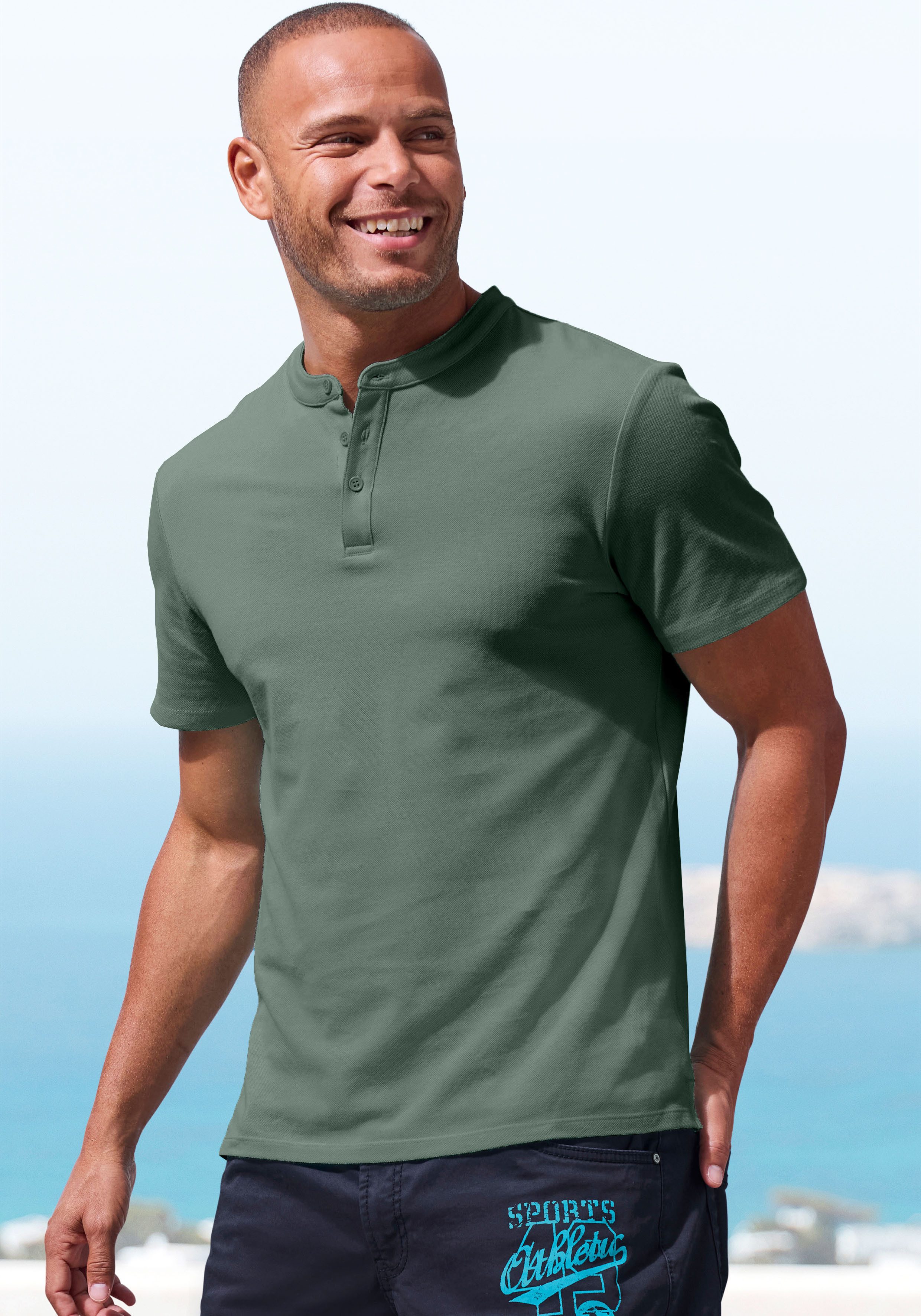 John Devin Poloshirt mit Stehkragen, Regular-Fit, aus Baumwoll-Piqué