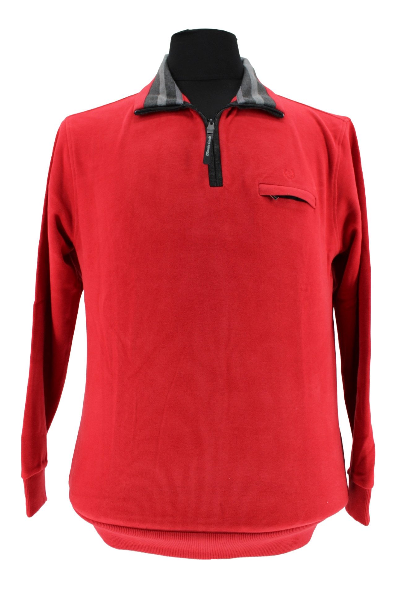 Mode Monte Carlo Sweatshirt Sweat-Shirt Troyer Zip Tomatenrot