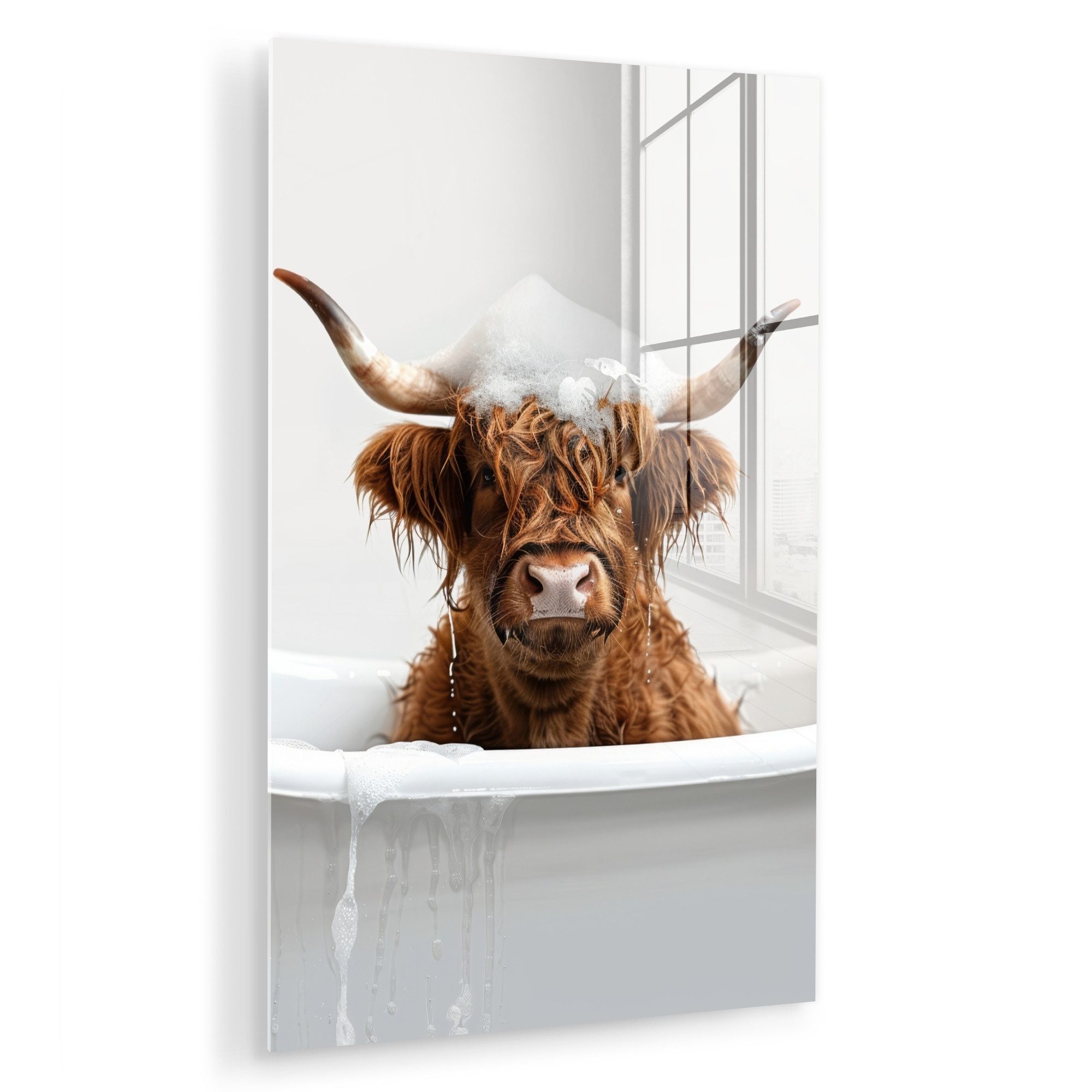 MuchoWow Acrylglasbild Schottischer Highlander - Bad günstig online kaufen