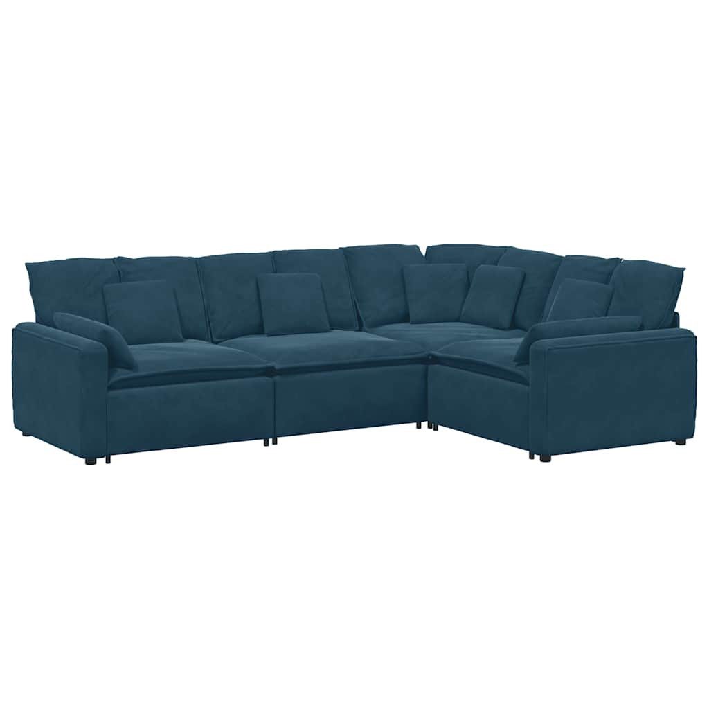 vidaXL Sofaelement Modulares Sofa mit Kissen Samt Blau