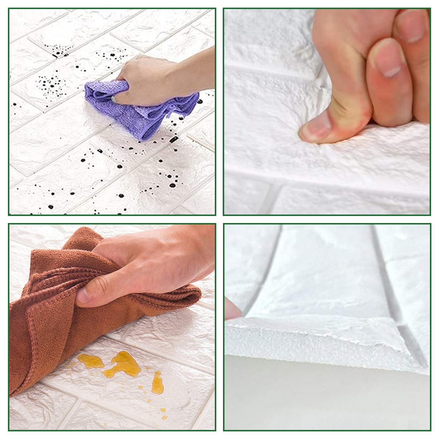 OSTWOLKE 3D-Tapete 20 Stück selbstklebende Wandpaneele Ziegel Tapete Weiß 35x38,5cm, für Küche Schlafzimmer Badezimmer
