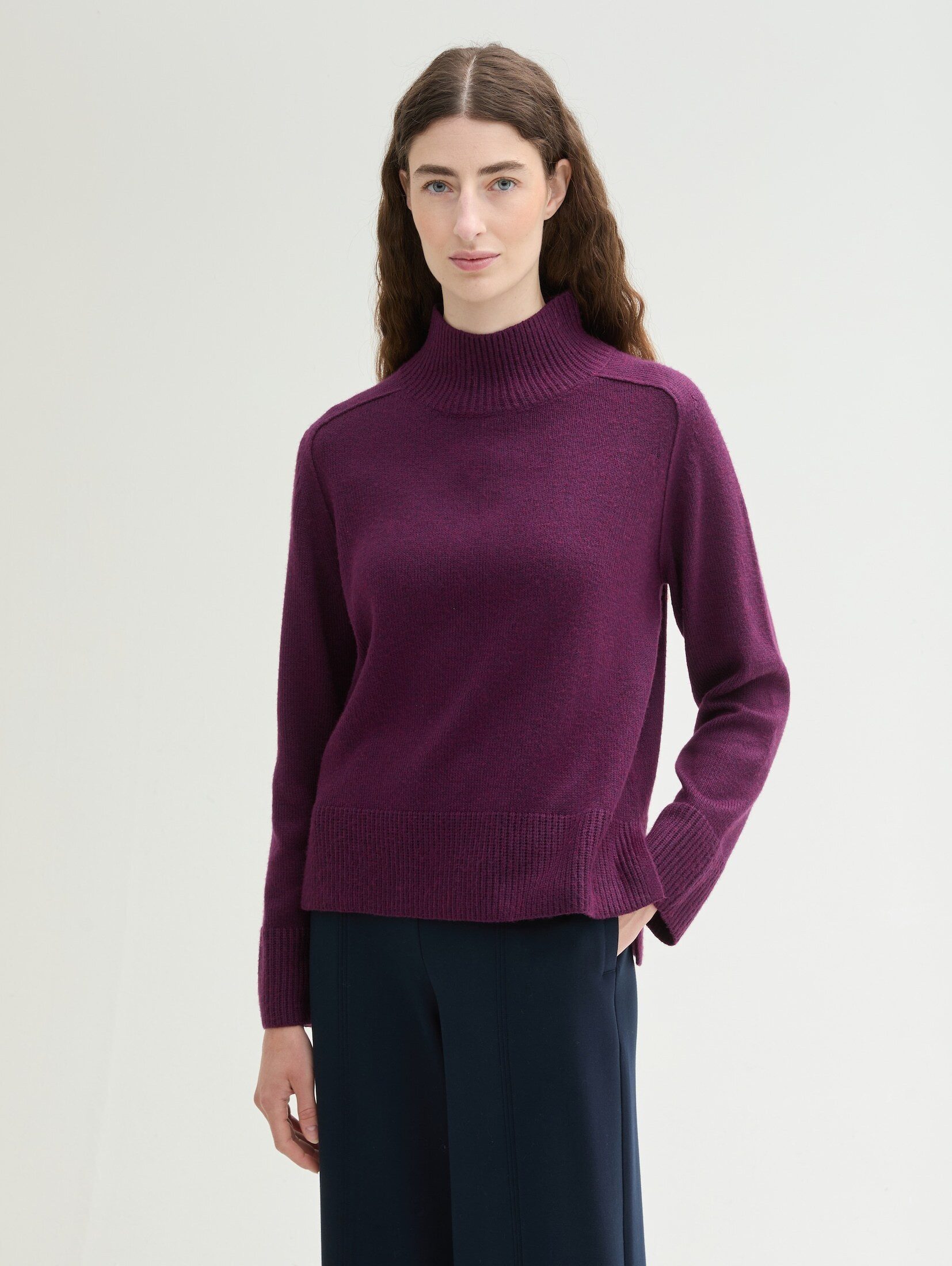 Strickpullover Weicher Strick Pullover mit Stehkragen