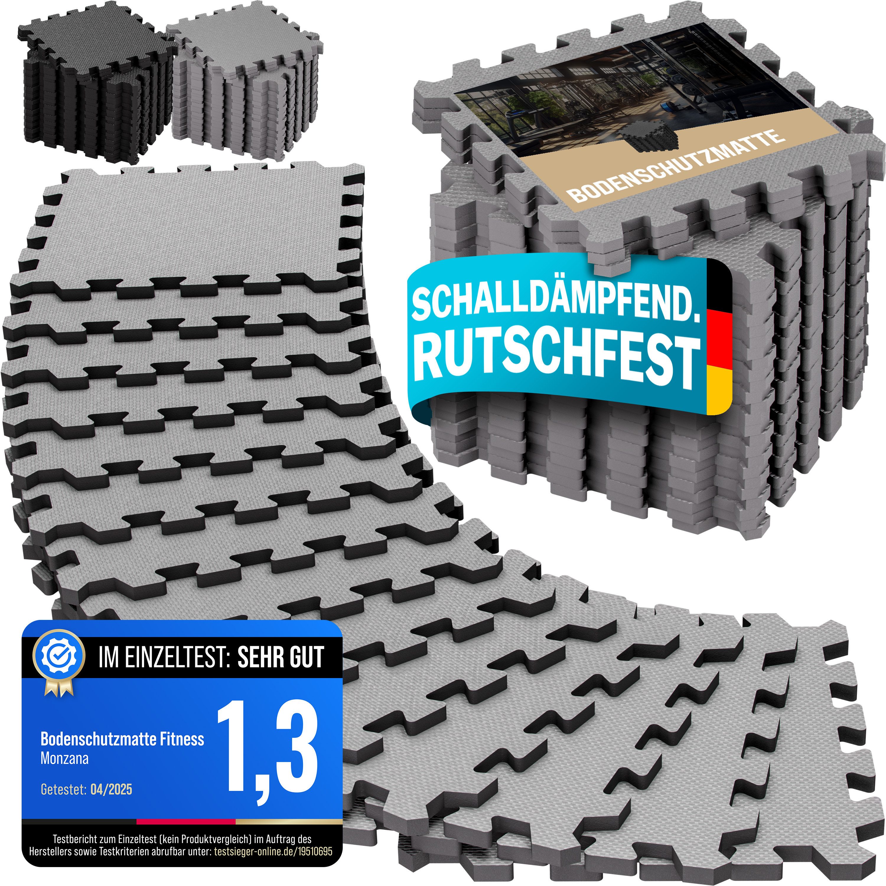 monzana Fitnessmatte (18-St), Rutschfest, EVA-Schaumstoff, Bodenschutz, 30x30cm, Fitnessmatte, Pool
