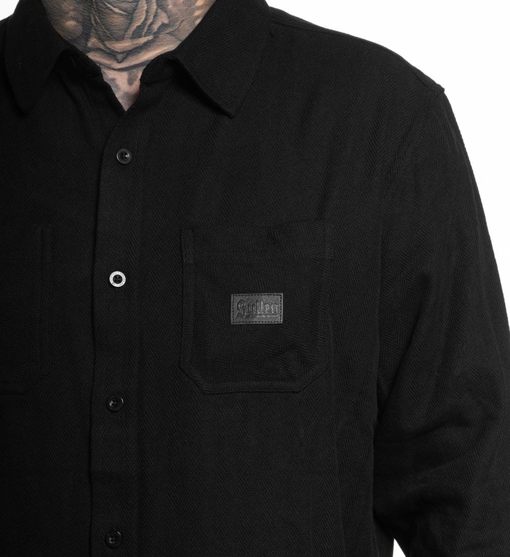 Sullen Clothing Langarmhemd Blaq Flannel Shirt Holzfällerhemd Schwarz