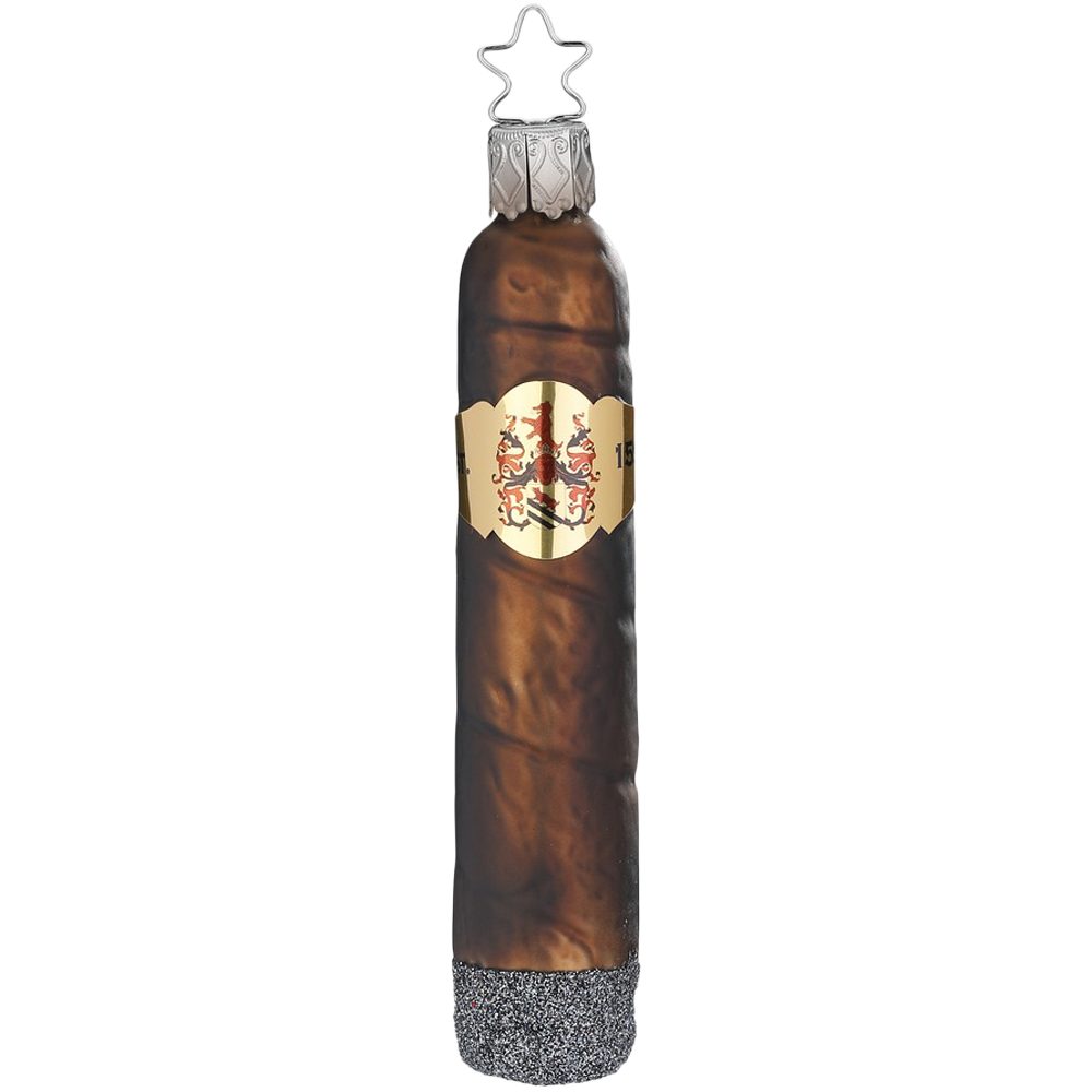 INGE-GLAS® Christbaumschmuck Gentlemen's Club Zigarre 11cm (1-tlg), mundgeblasen, handbemalt