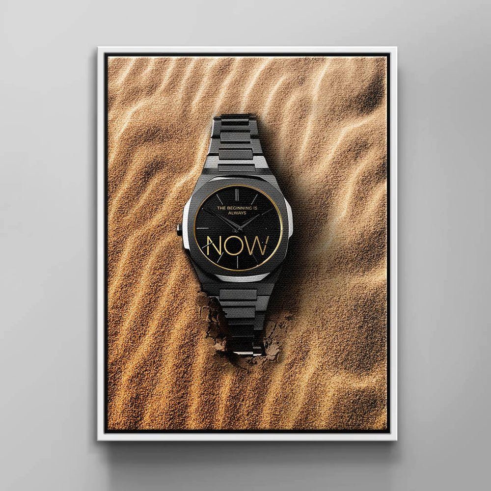 DOTCOMCANVAS® Leinwandbild, SAND, Premium Leinwandbild Uhren Motiv - Pure Attitude weißer Rahmen