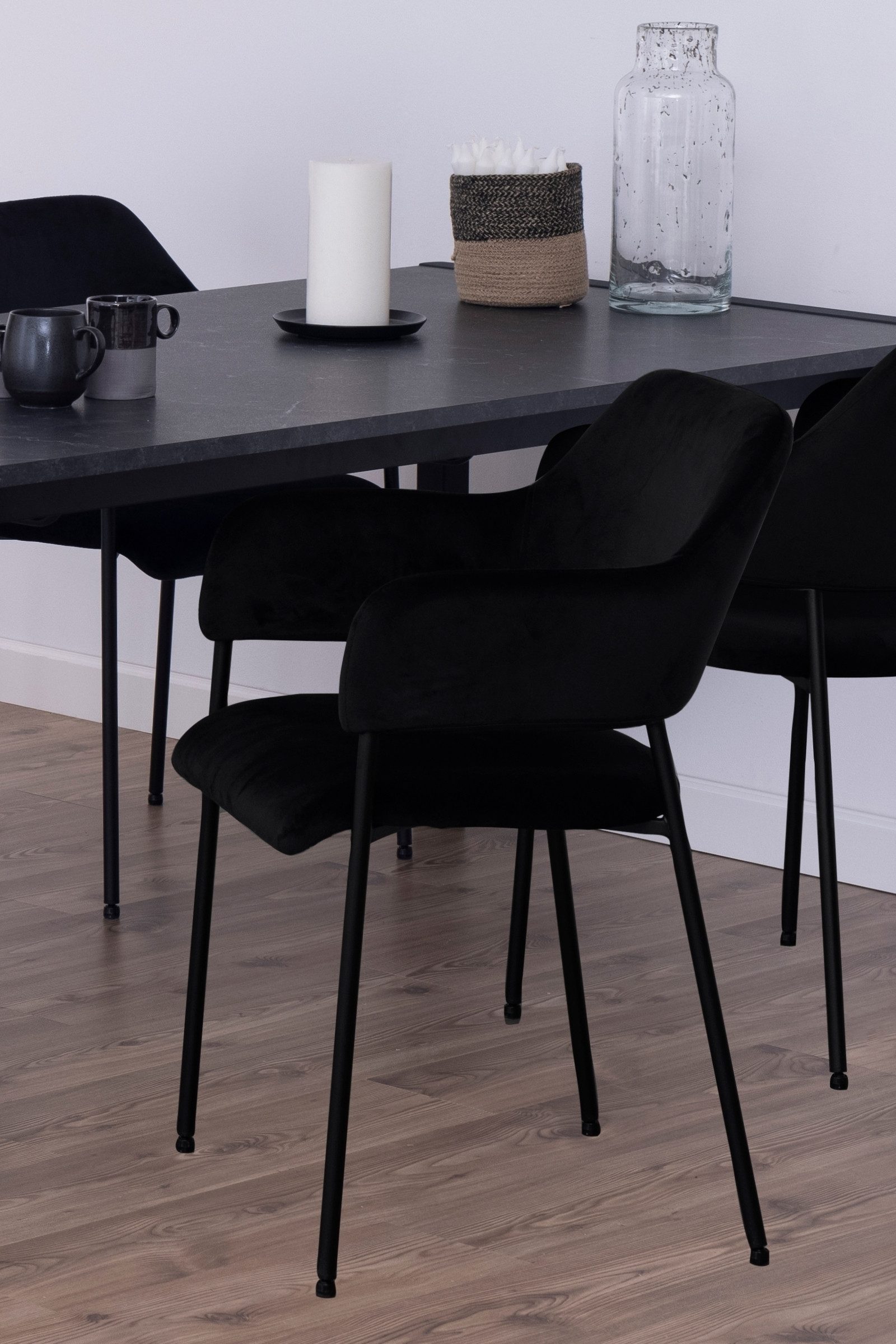 Armlehnstuhl in schwarz, Stoff - 54x82x55cm (BxHxT)
