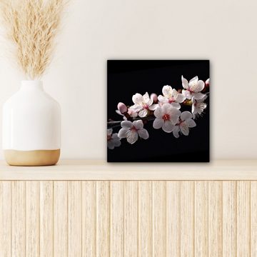 OneMillionCanvasses® Leinwandbild Sakura - Blumen - Blütenzweige - Botanisch - Weiß, (1 St), Leinwand Bilder für Wohnzimmer Schlafzimmer, 20x20 cm