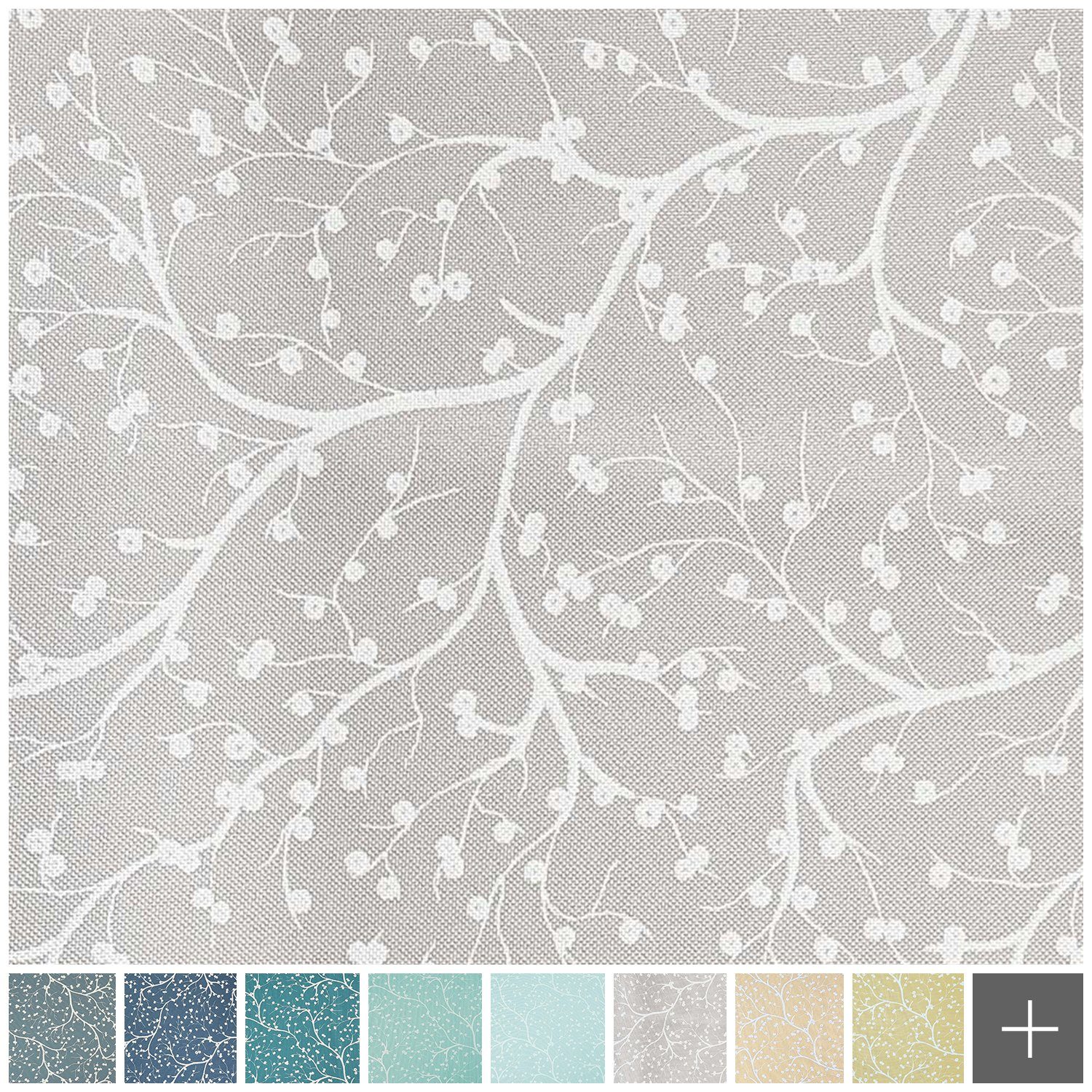 novely® Stoff HANAU TWIG - Möbelstoff mit Blumen-Print, Robust, Pflegeleicht, Waschbar, Meterware, 1lfm