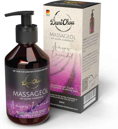 DaniChou Massageöl Amyris-Lavendel - Natürliches Massageöl mit Jojobaöl & Mandelöl 250 ml, 1-tlg., Wellness-Duft: Hautpflege, Stressfrei, ohne Paraffine/Farbstoffe
