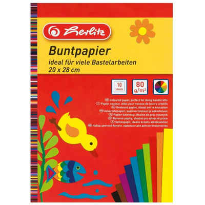 Herlitz Geschäftspapier Herlitz Buntpapier / 10 Blatt / 20x28cm / 10 verschiedene Farben