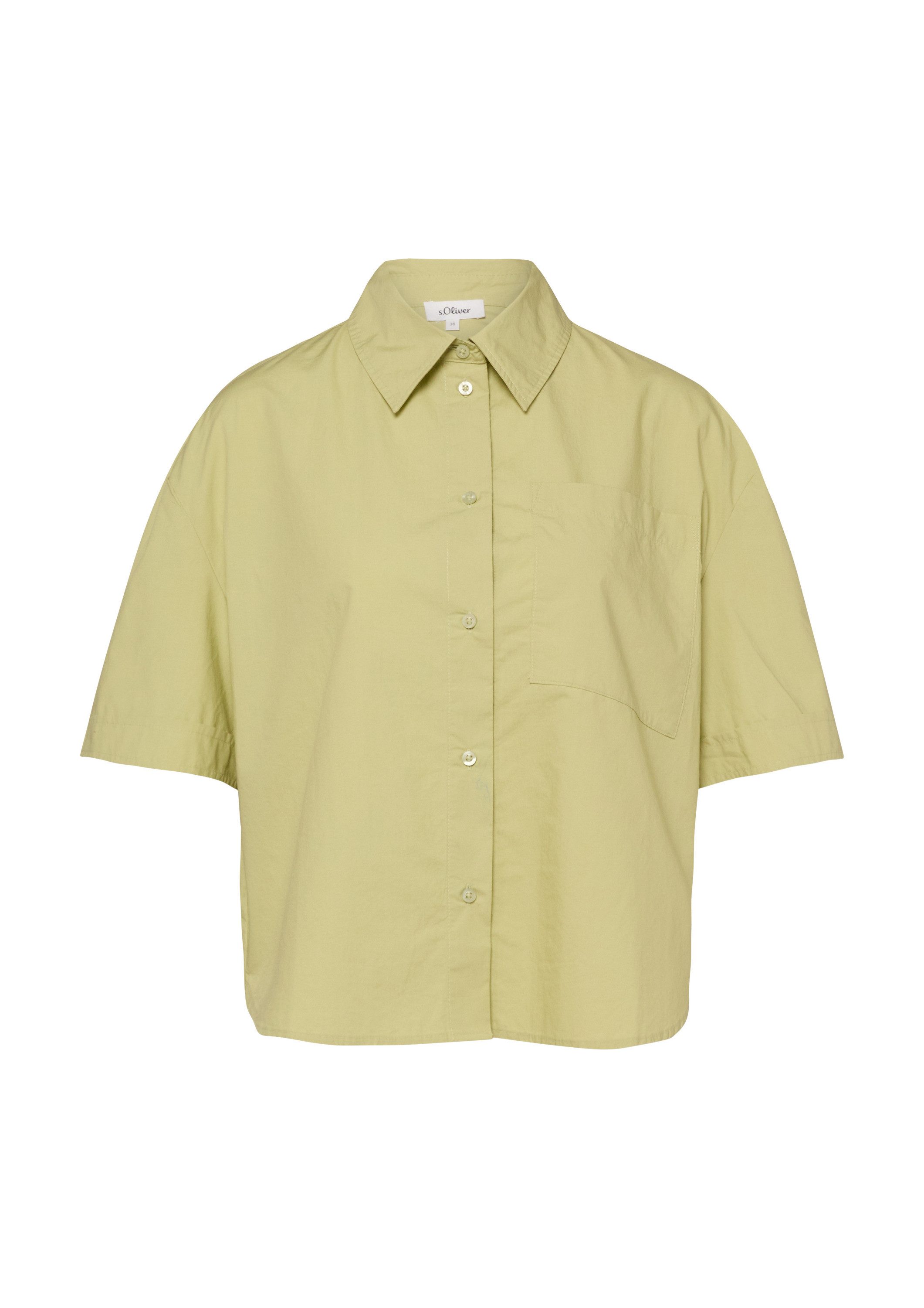s.Oliver Kurzarmbluse Bluse Boxy Popeline-Bluse mit Brusttasche