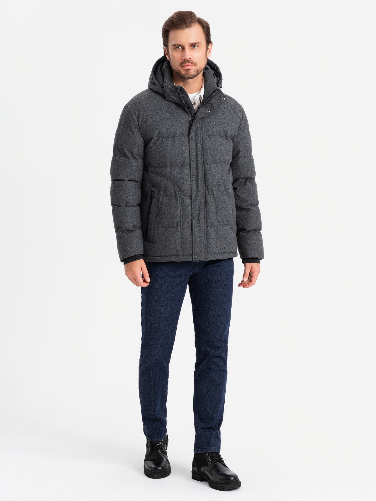 Winterjacke Herren-Freizeit-Pufferjacke mit Wolle