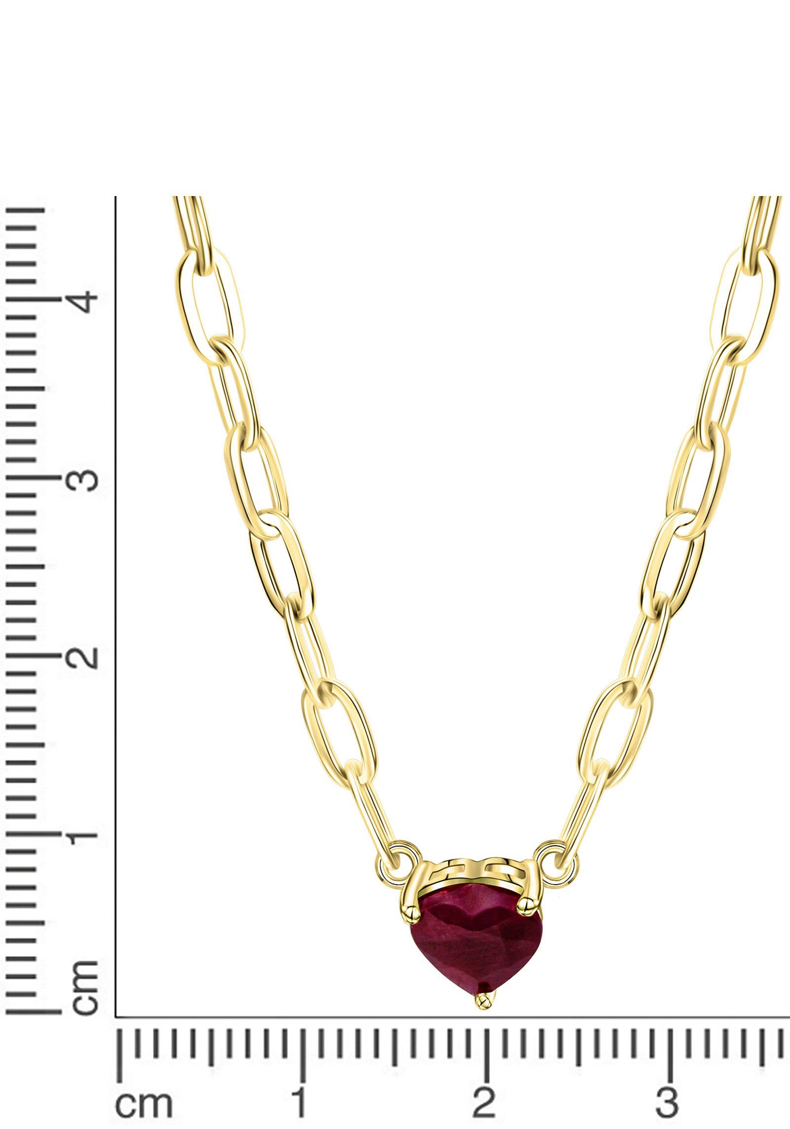 Firetti Kette mit Anhänger Schmuck Geschenk Silber 925 Halsschmuck Halskette Ankerkette Herz, mit Rubin