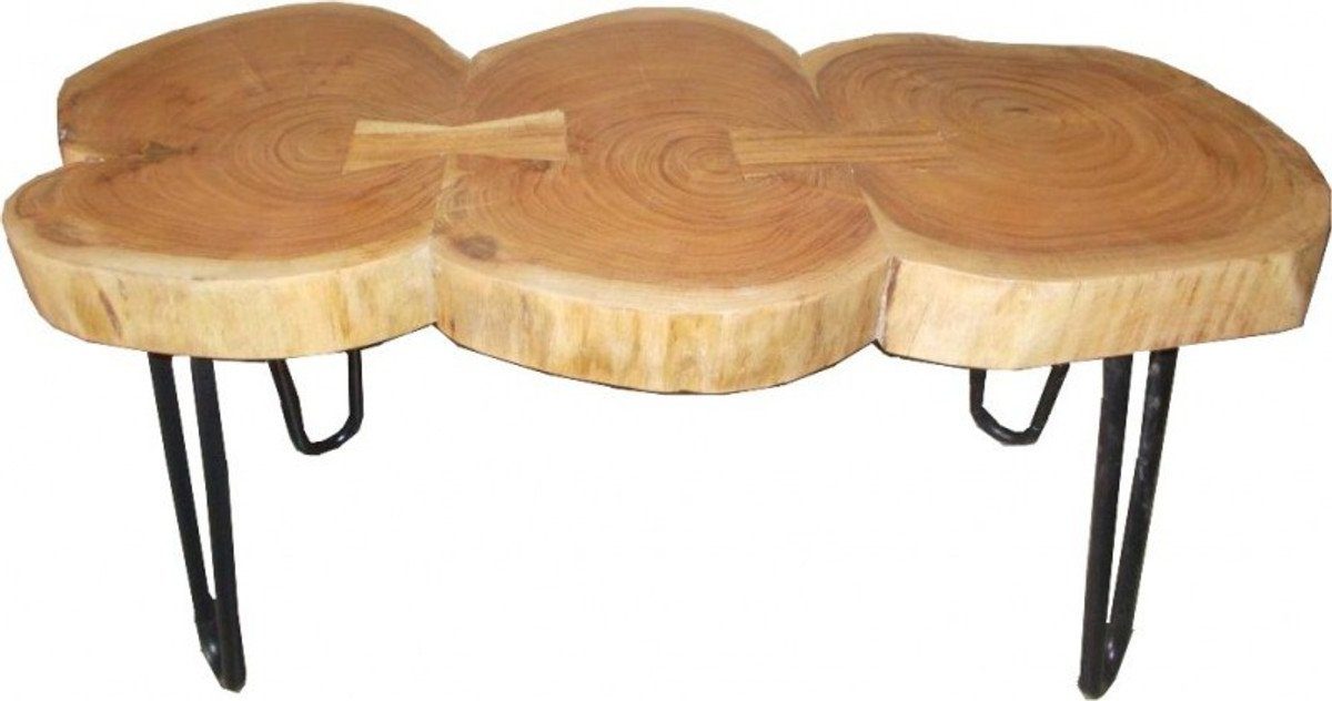 Casa Padrino Beistelltisch Beistelltisch Akazien Holz / Eisen 80 - 120 cm - Industrial Möbel Hocker Tisch