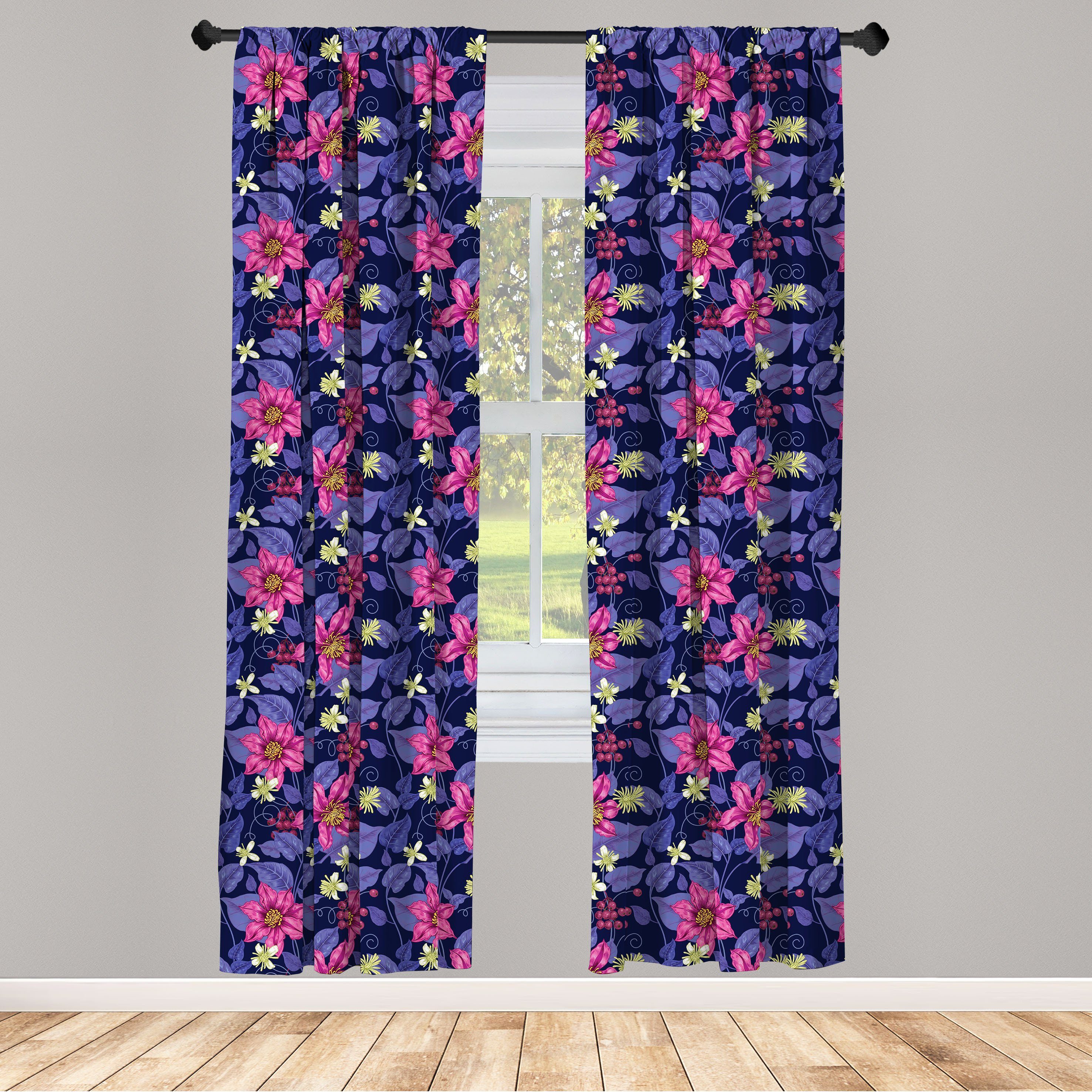 Gardine Vorhang für Wohnzimmer Blumen Hawaii Abakuhaus, Schlafzimmer Dekor, Microfaser, Tropicana Orchideen