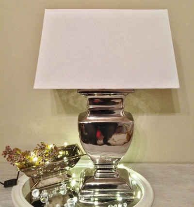 DRULINE Stehlampe XXL Keramik Lampe 74cm Lampenfuß Silber Lampenschi, Licht, Glühbirne