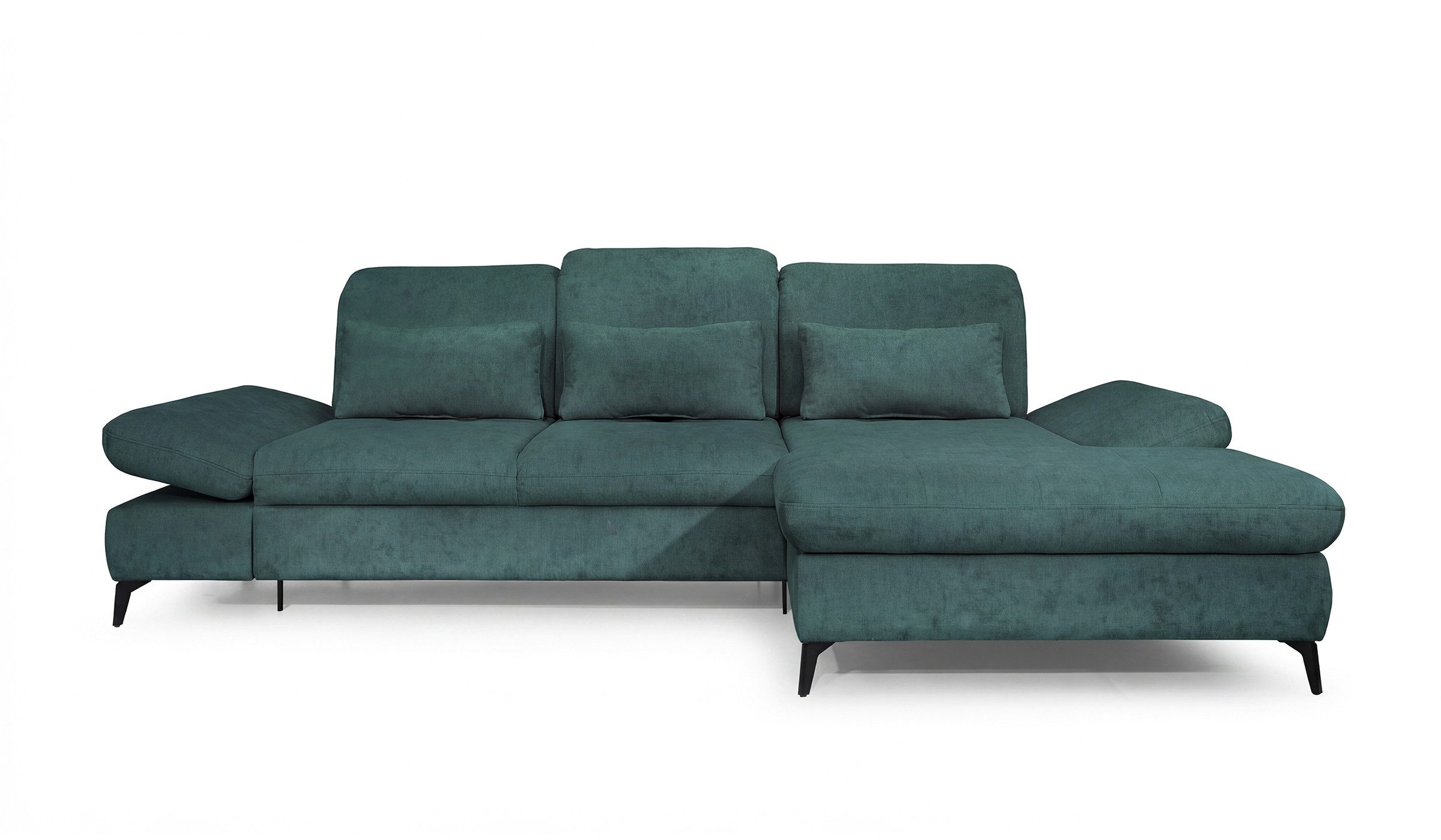 Hygger Möbelhaus Ecksofa Nola L-Form 300 x 170 cm. Wahlweise mit Bettfunktion und Bettkasten., Inkl. Sitztiefenverstellung, Kopfteilverstellung, Armteilverstellung, funktionales Design im minimalistischen Stil.
