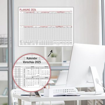 TOBJA Urlaubsplaner A2 Urlaubsplaner 2024 Mitarbeiterplaner Schichtplaner (42 x 59,4 cm), Urlaubskalender Mitarbeiterplaner Dienstplan Projektplaner