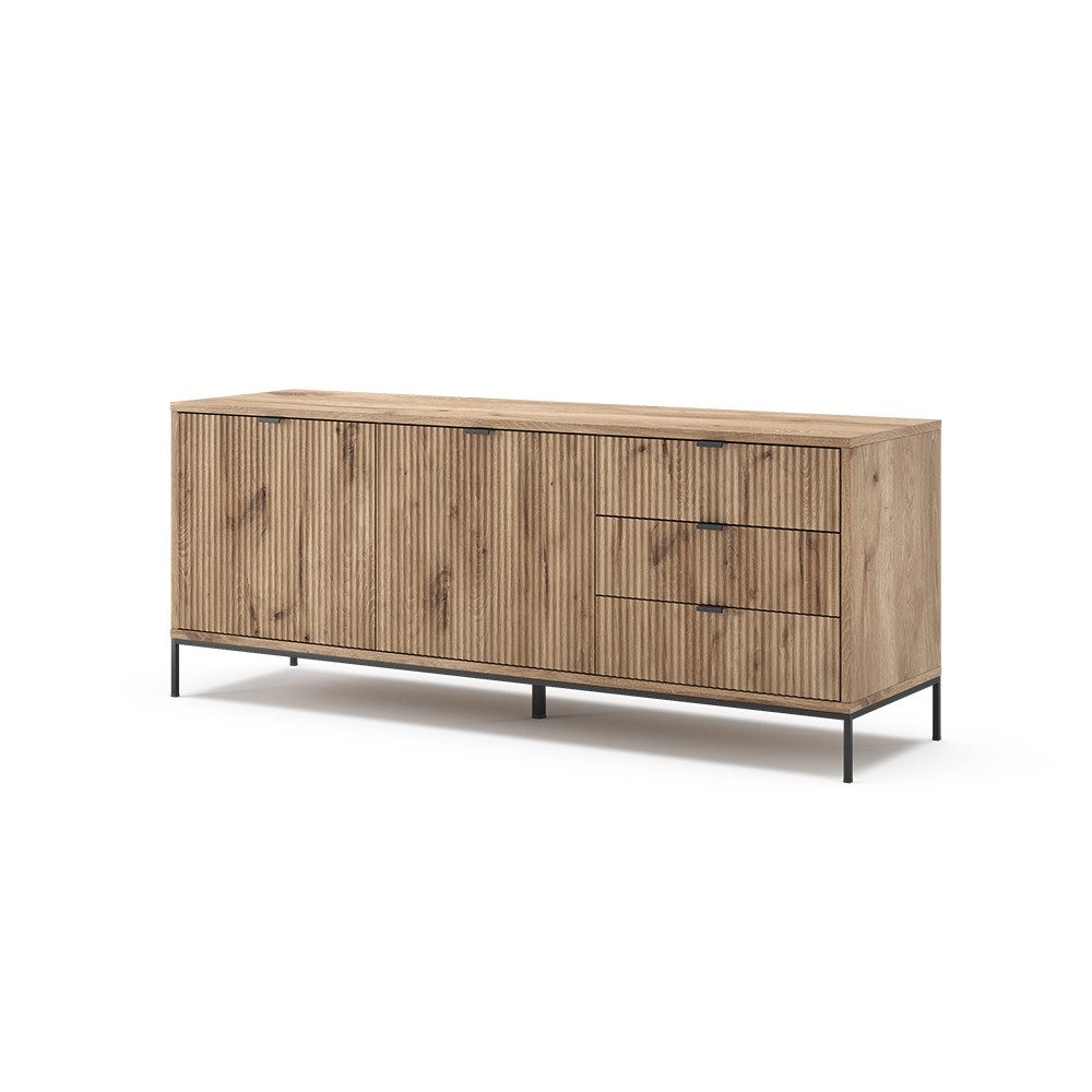 Vicco Lowboard Eliza, Viking Oak, 150.1 x 60 cm mit 3 Schubladen, 2 Türen günstig online kaufen