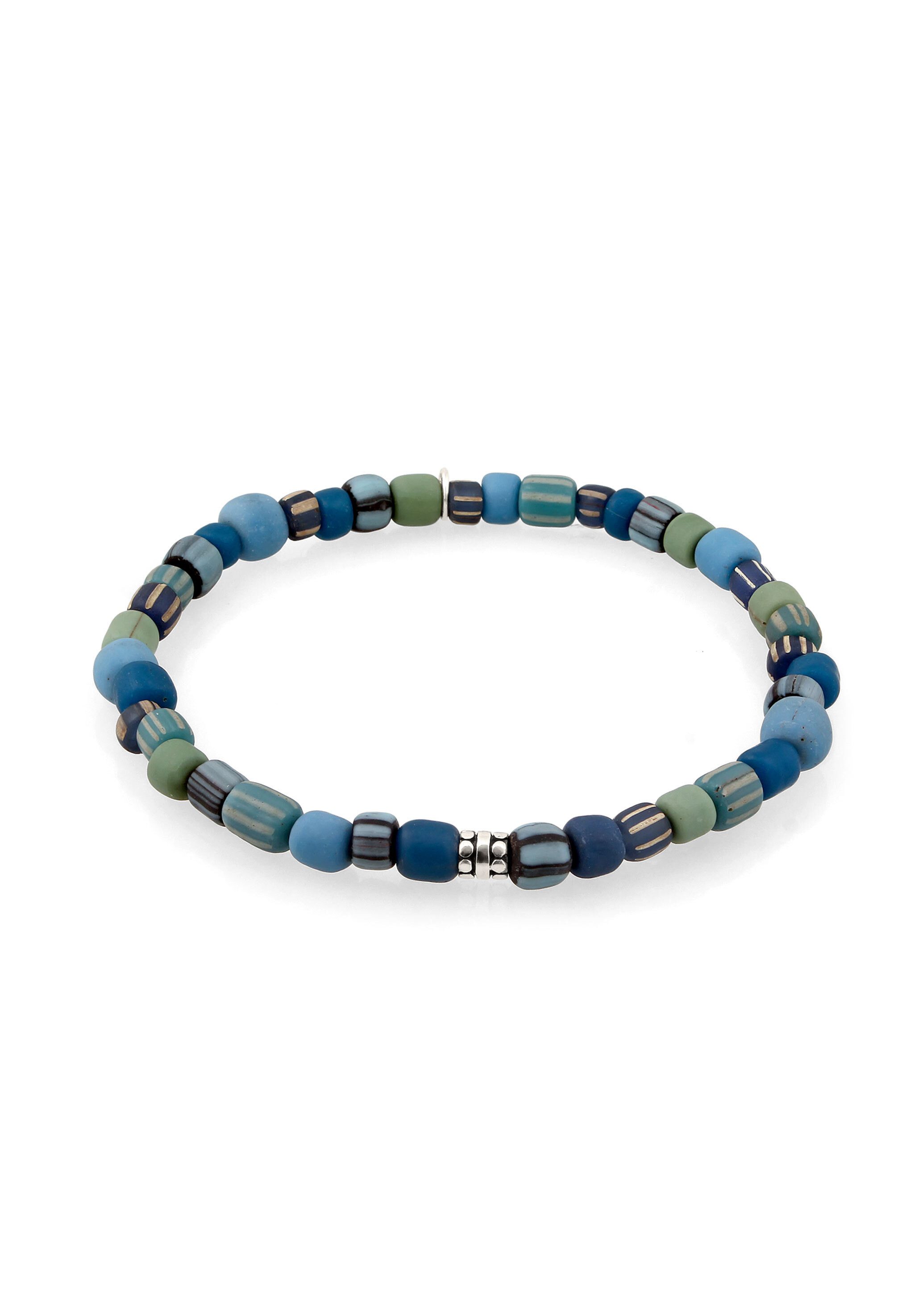 Kuzzoi Bead-Armband-Set Glas Beads Blau Vintage 925 Silber