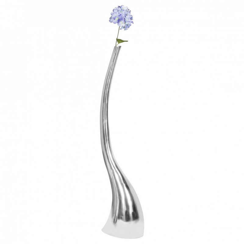 FINEBUY Dekovase SuVa4674_1 (Vase groß XL Aluminium modern Silber handmade), Hohe Alu Blumenvase Große Dekovase für Blumen